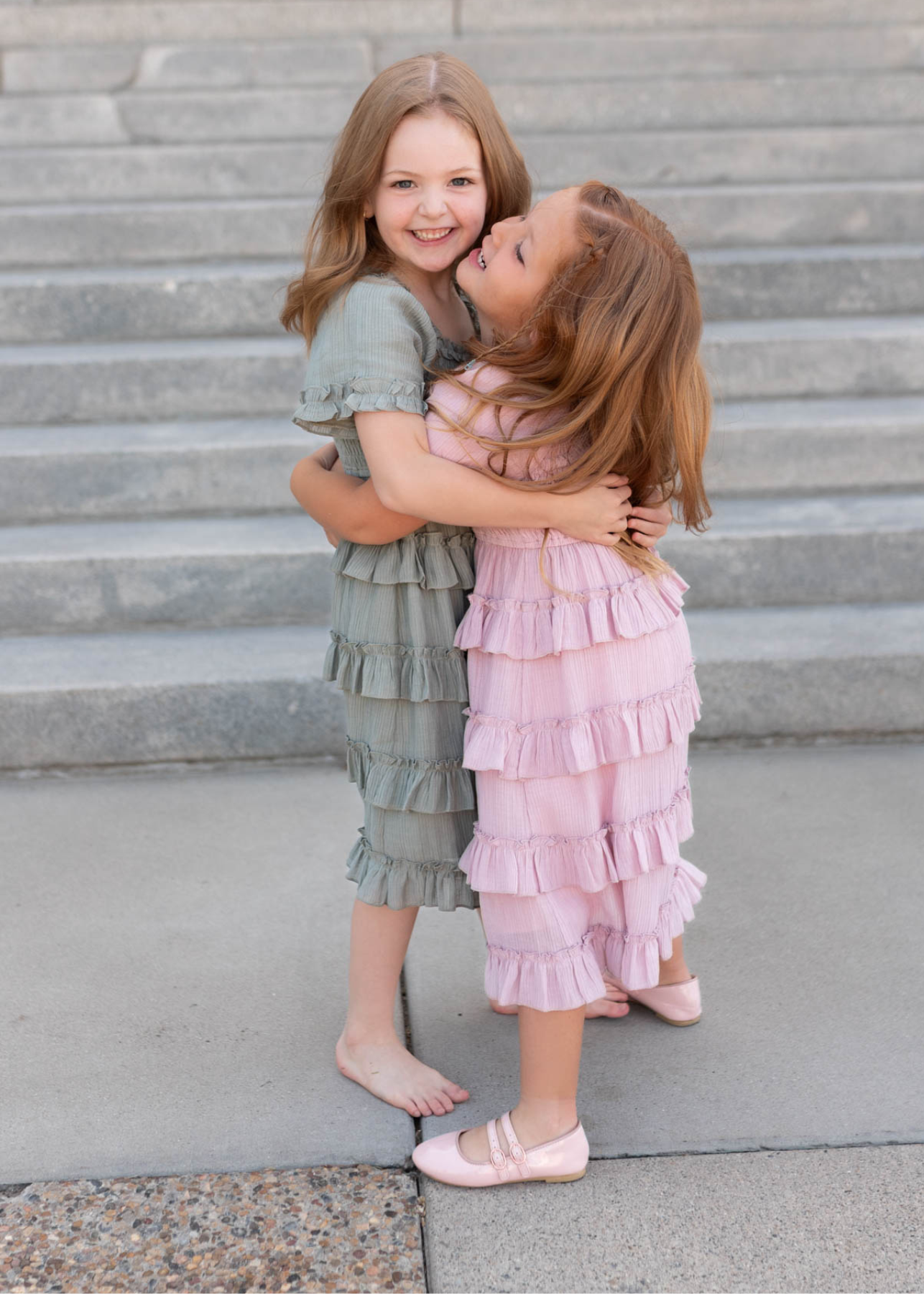 Korin Pink Ruffle Tiered Little Girl Dress