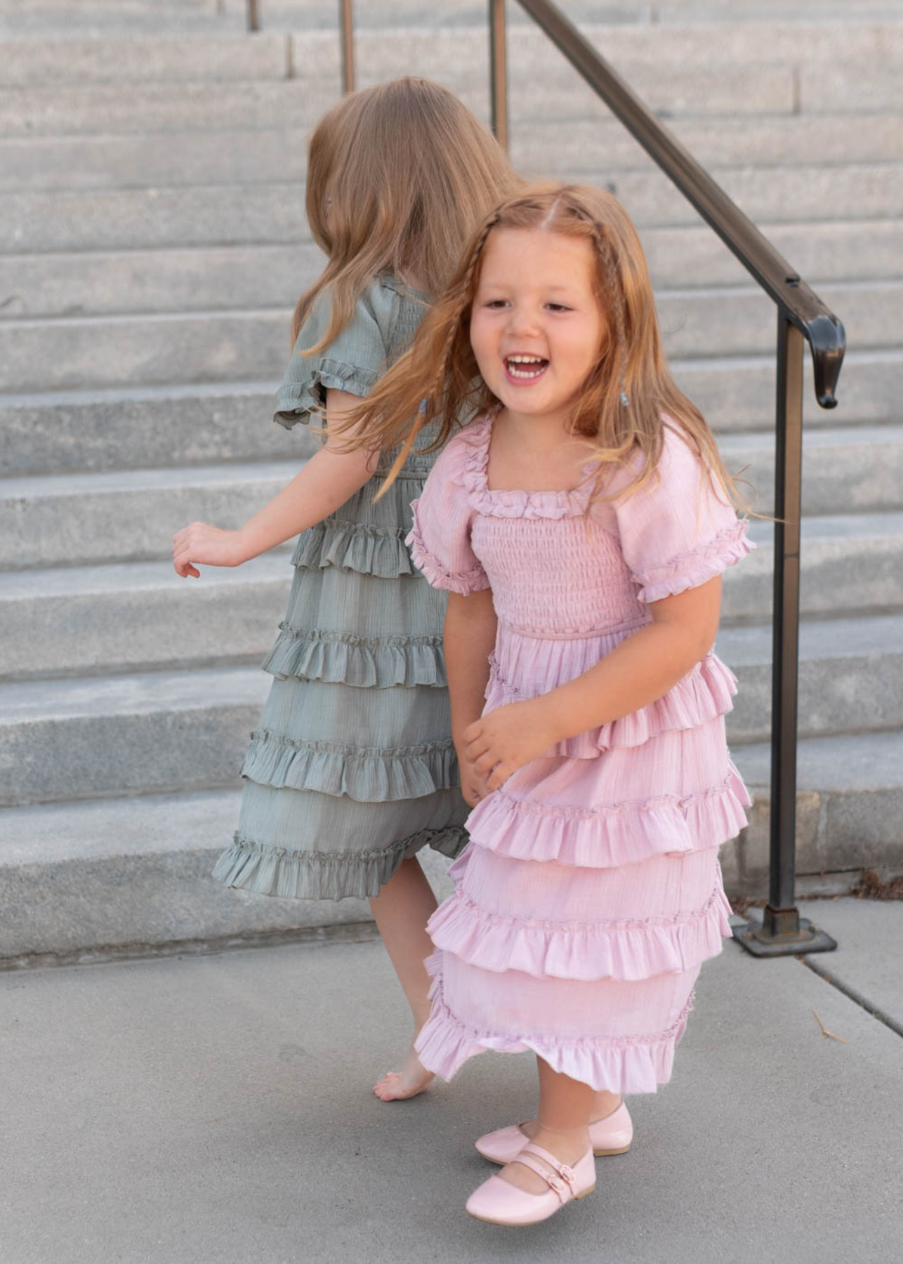 Korin Pink Ruffle Tiered Little Girl Dress