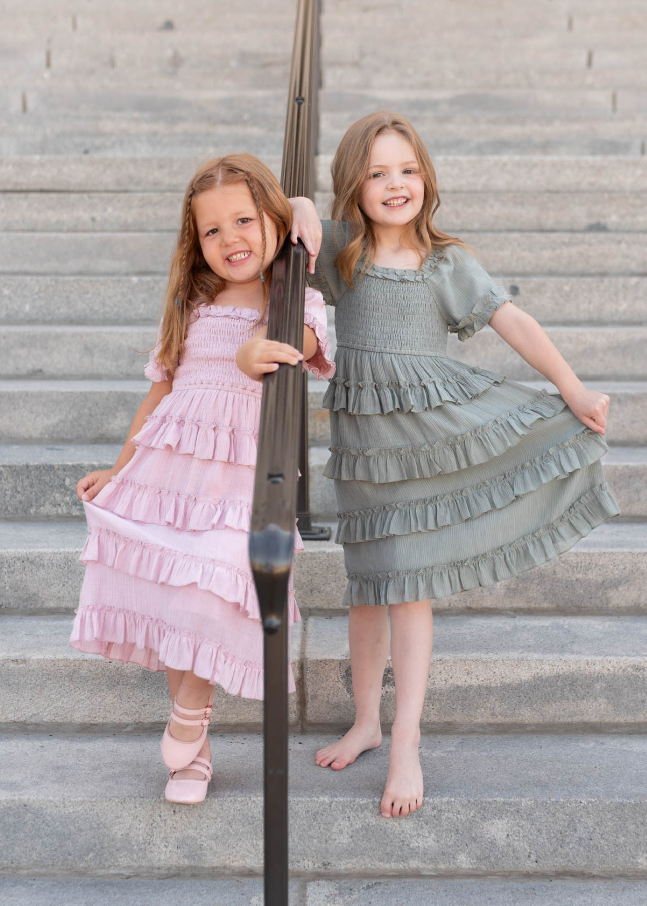Korin Pink Ruffle Tiered Little Girl Dress