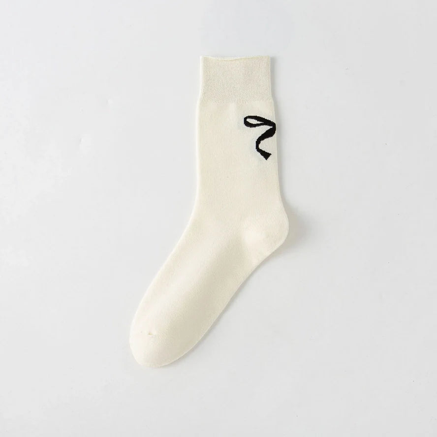 Lora Cream Bow Socks