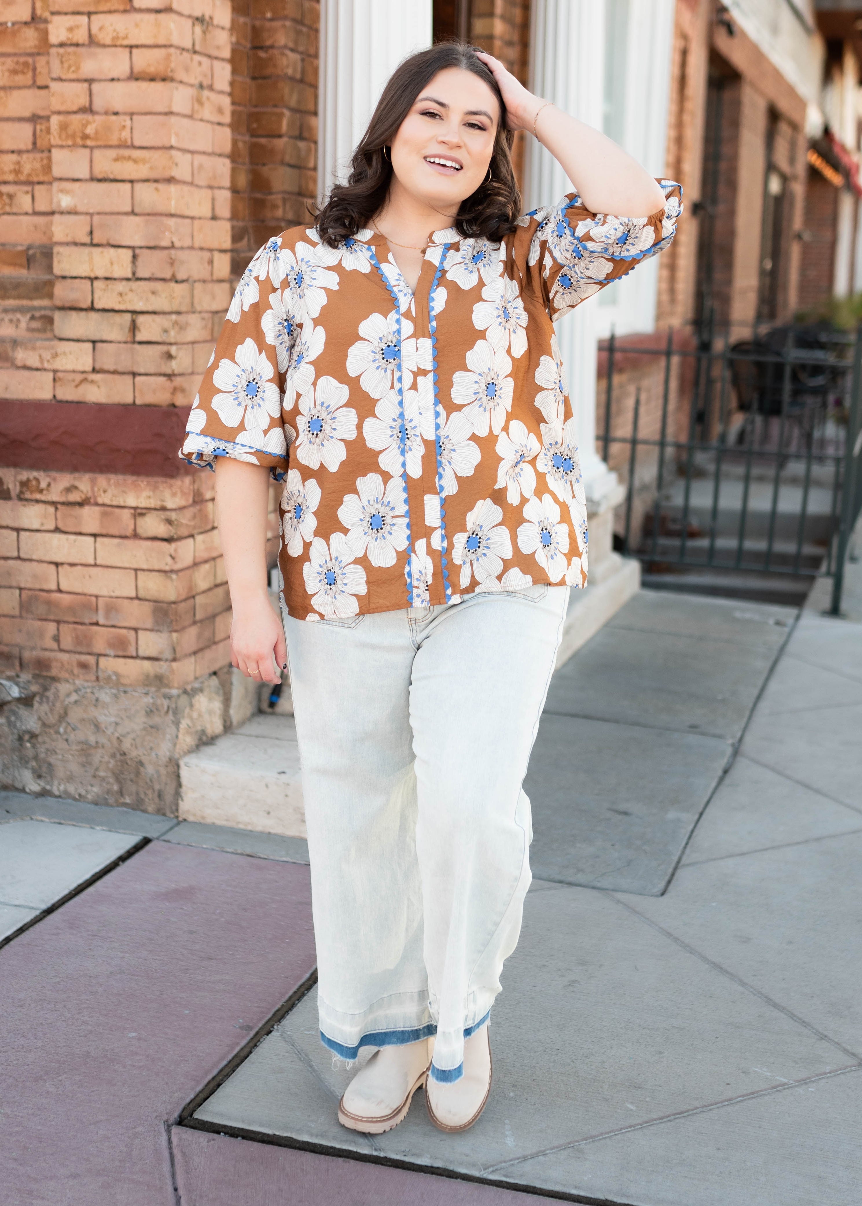 Agnes Cinnamon Floral Top