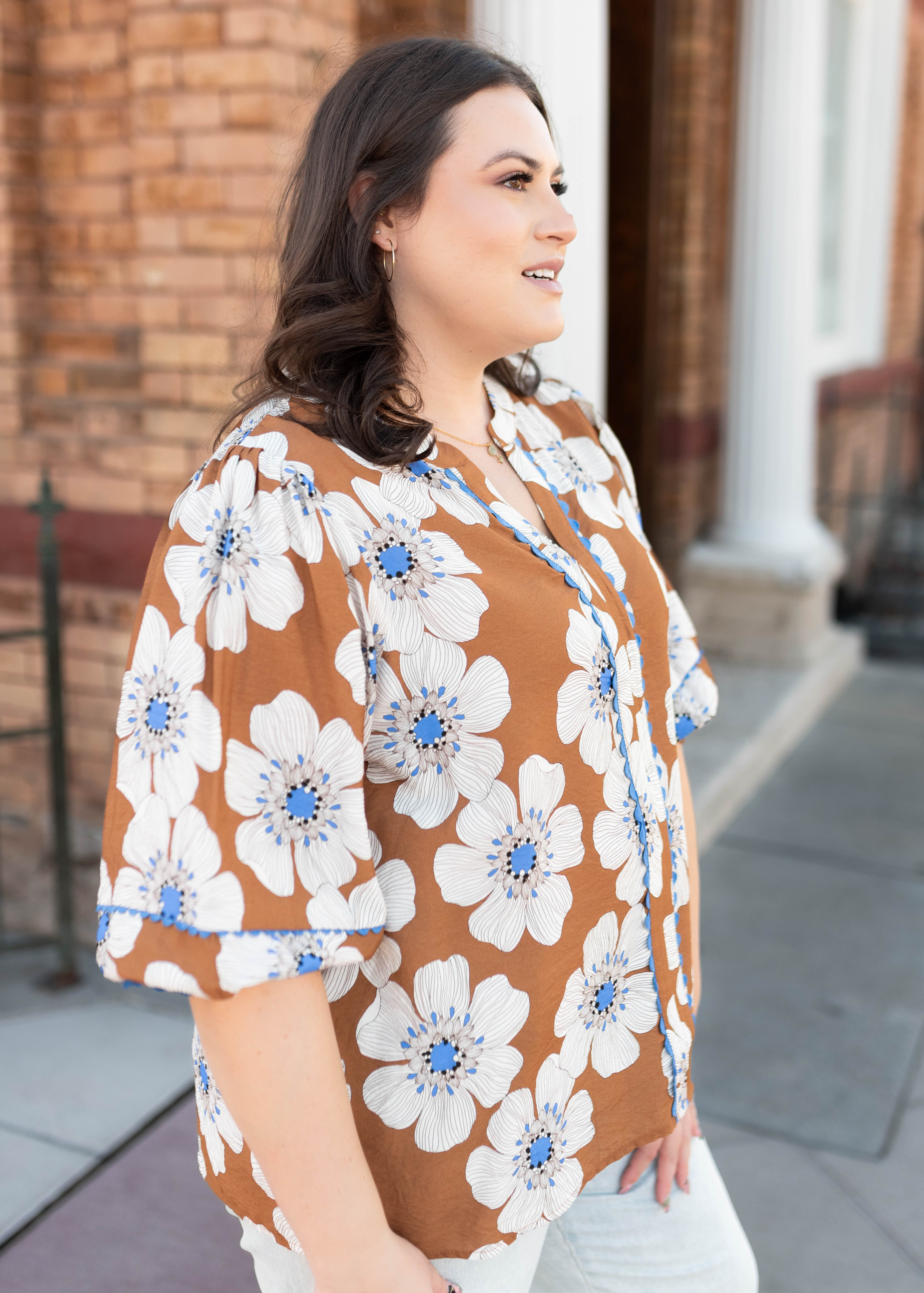 Agnes Cinnamon Floral Top