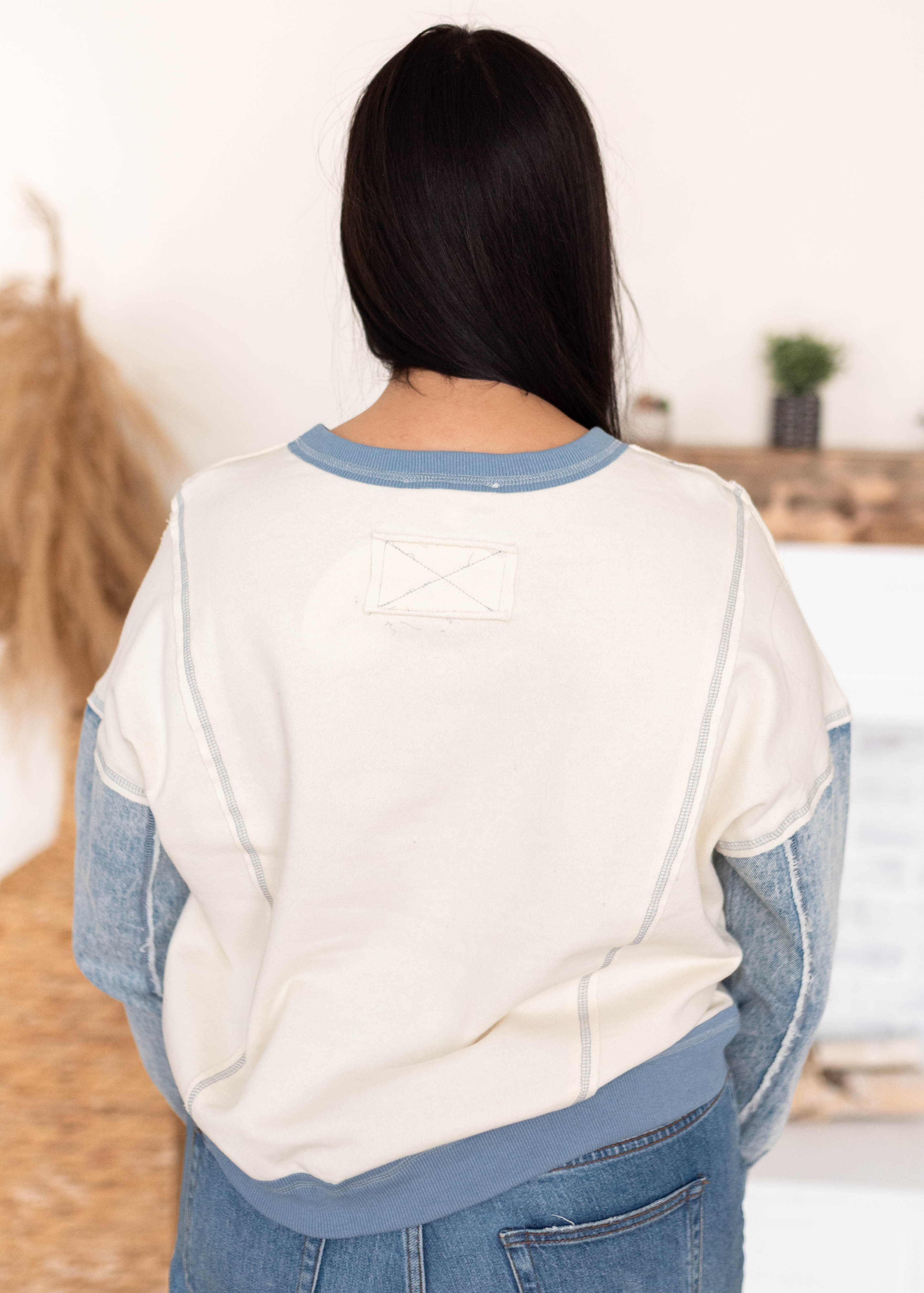 Alaina Two Tone Denim Pullover