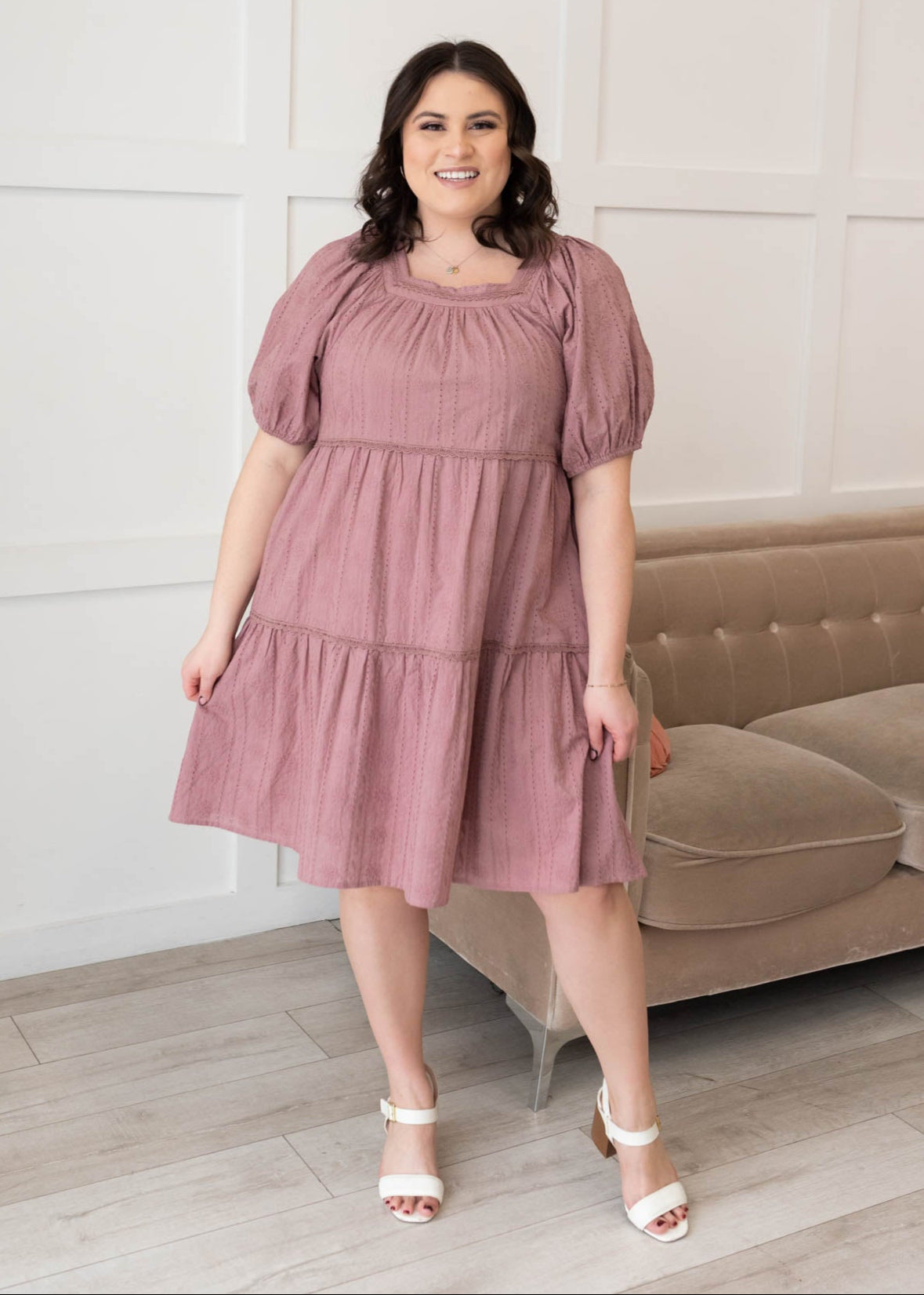 Aleena Dusty Mauve Embroidered Dress