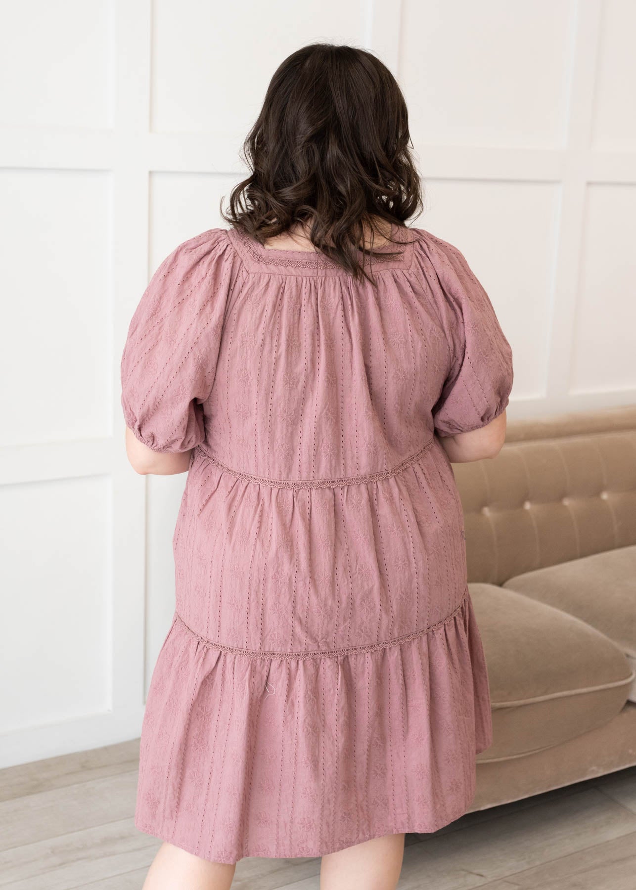 Aleena Dusty Mauve Embroidered Dress