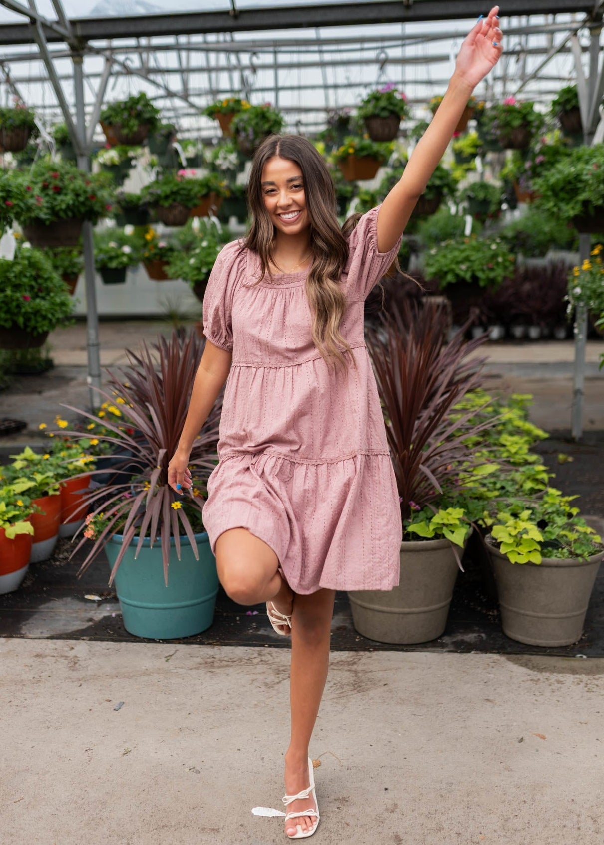 Aleena Dusty Mauve Embroidered Dress