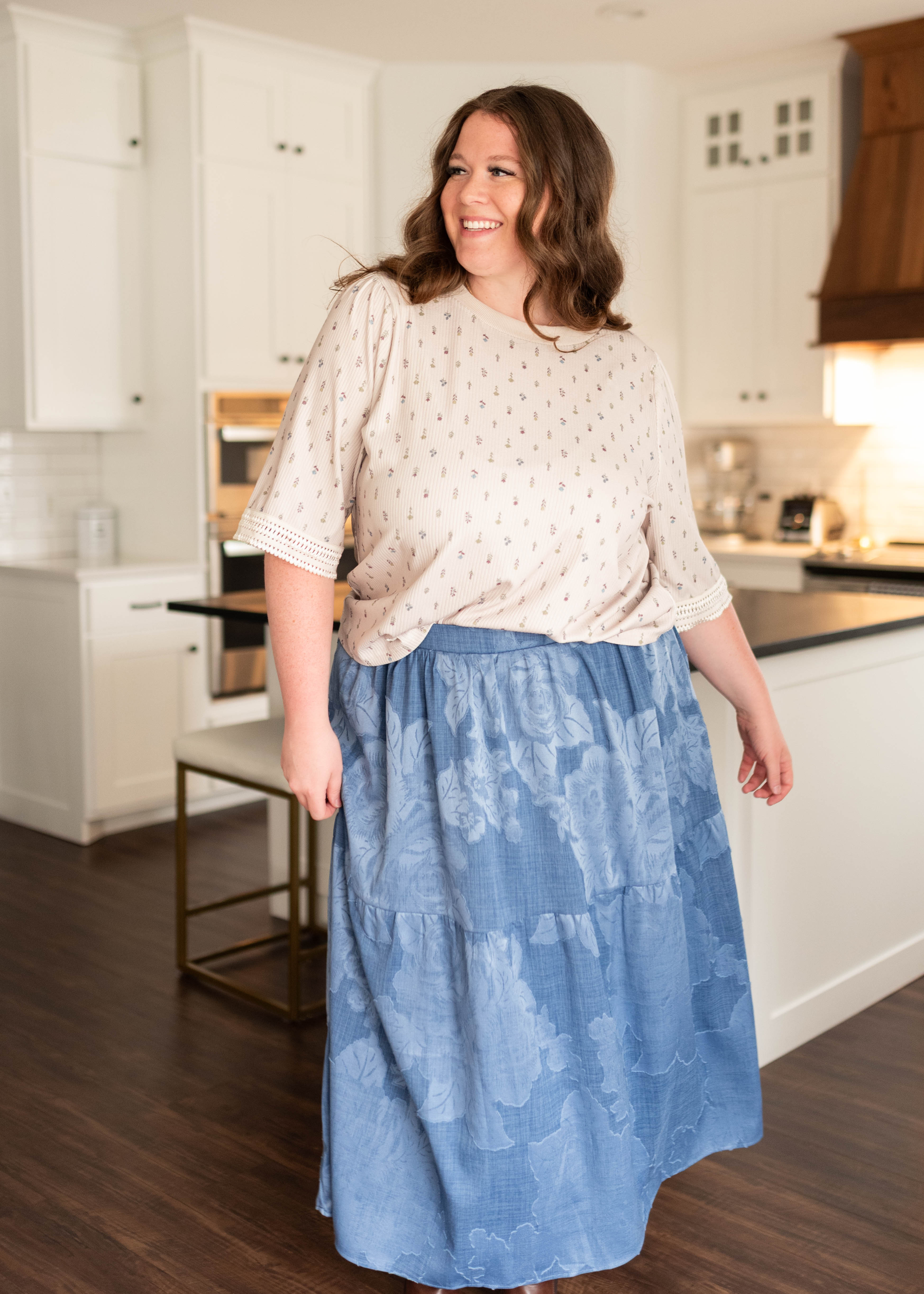 Alex Chambray Tiered Skirt