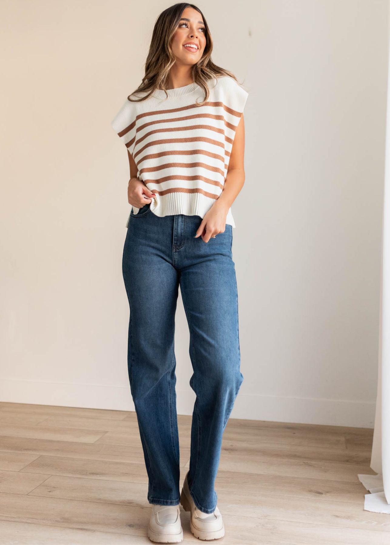 Amanda Medium Wash High Rise Straight Jeans
