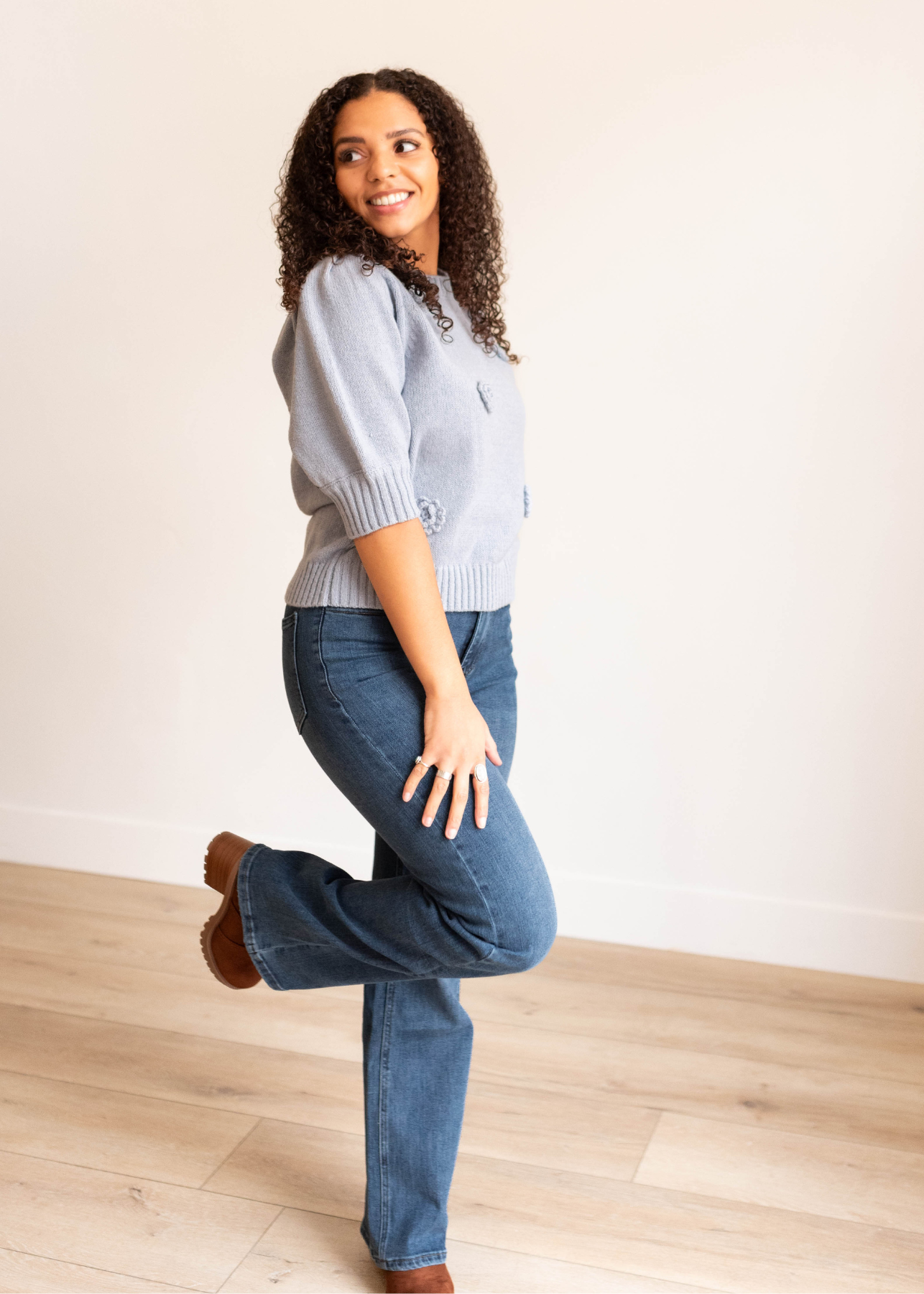 Amanda Medium Wash High Rise Straight Jeans