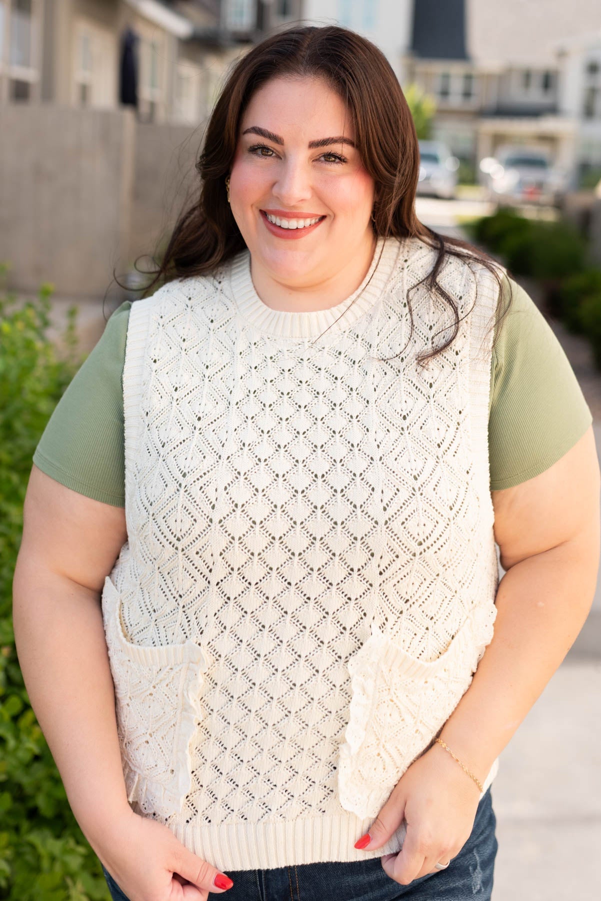 Amiah Cream Knit Sweater Vest