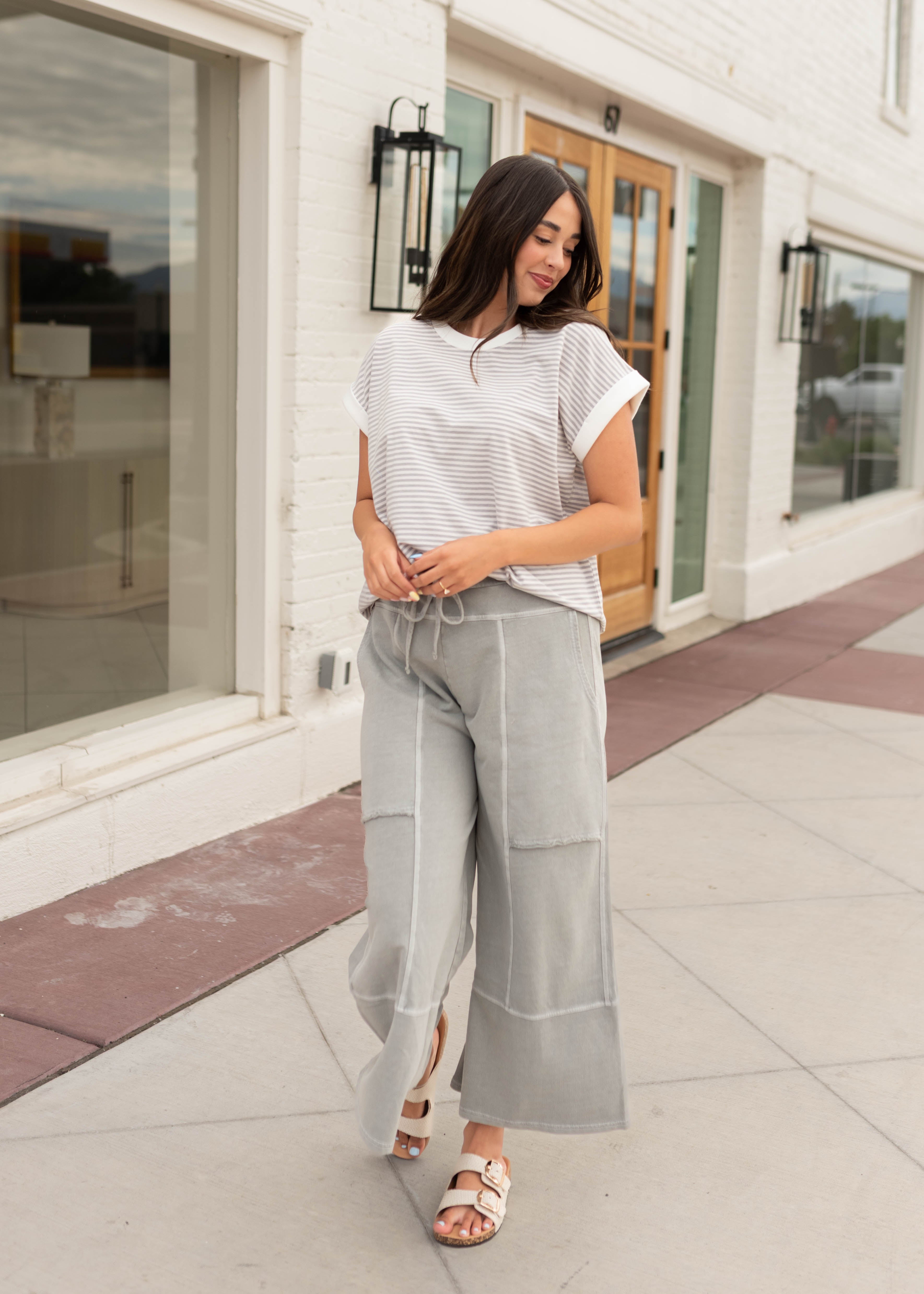 Tilly Stone Grey Wide Leg Pants