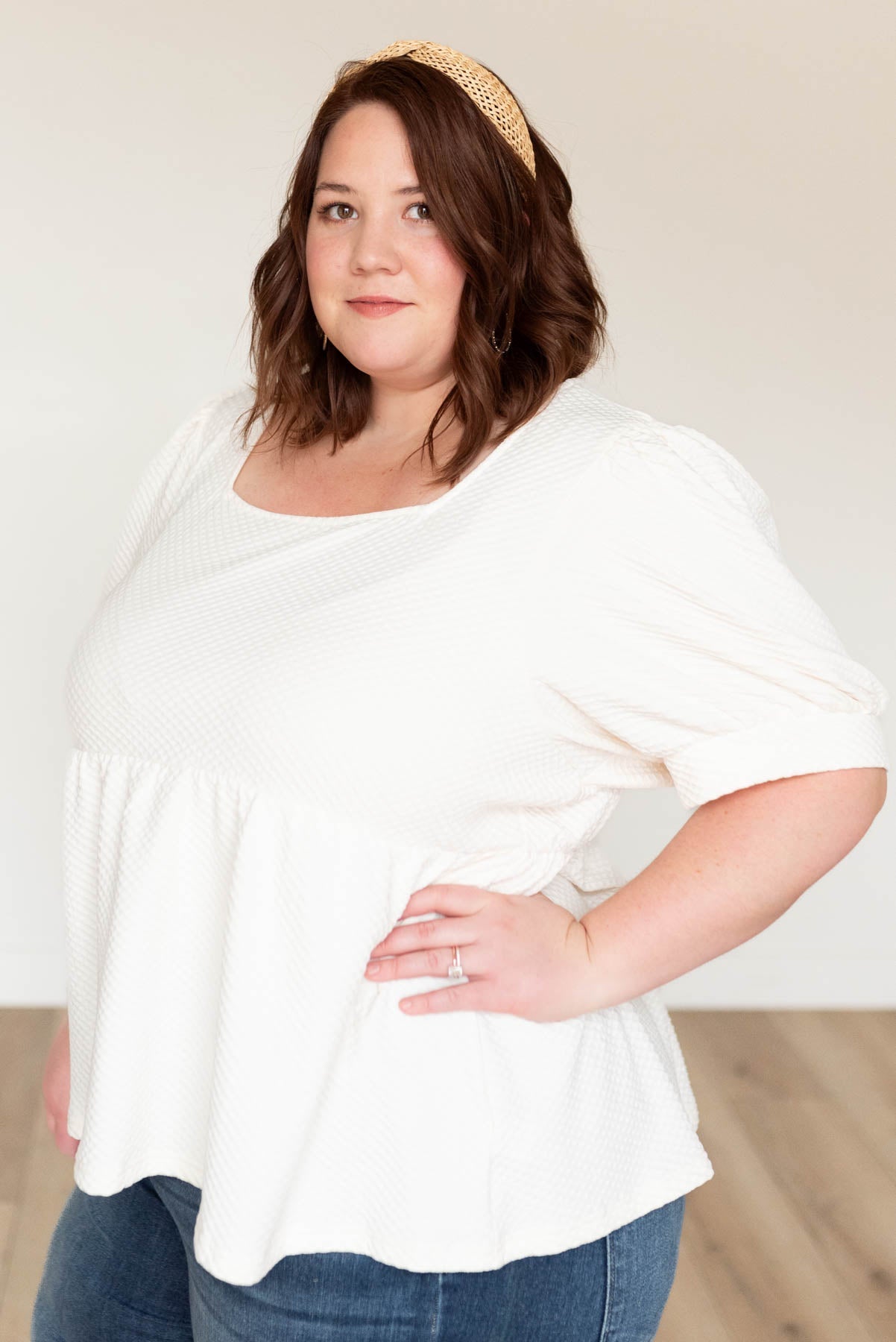 Angelina Cream Ruffle Top