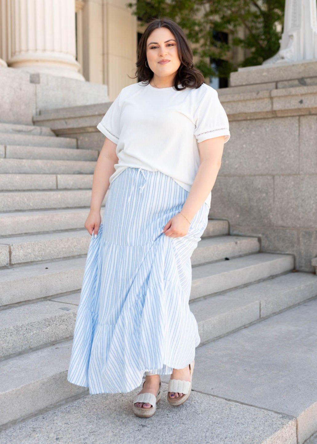 Anita Blue Pinstripe Skirt