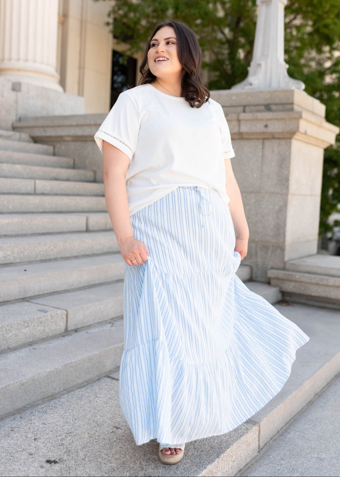 Anita Blue Pinstripe Skirt
