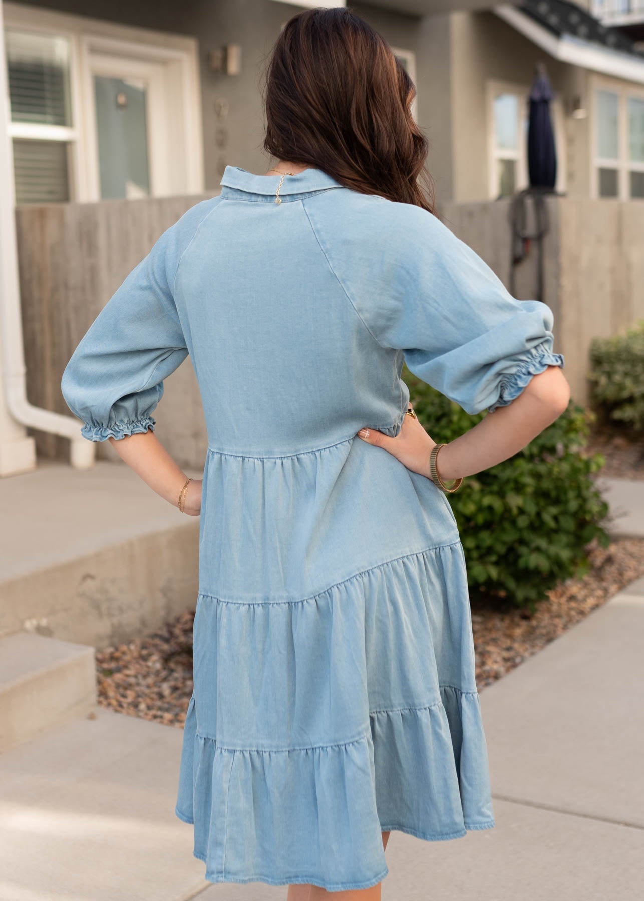 Anna Chambray Tiered Dress