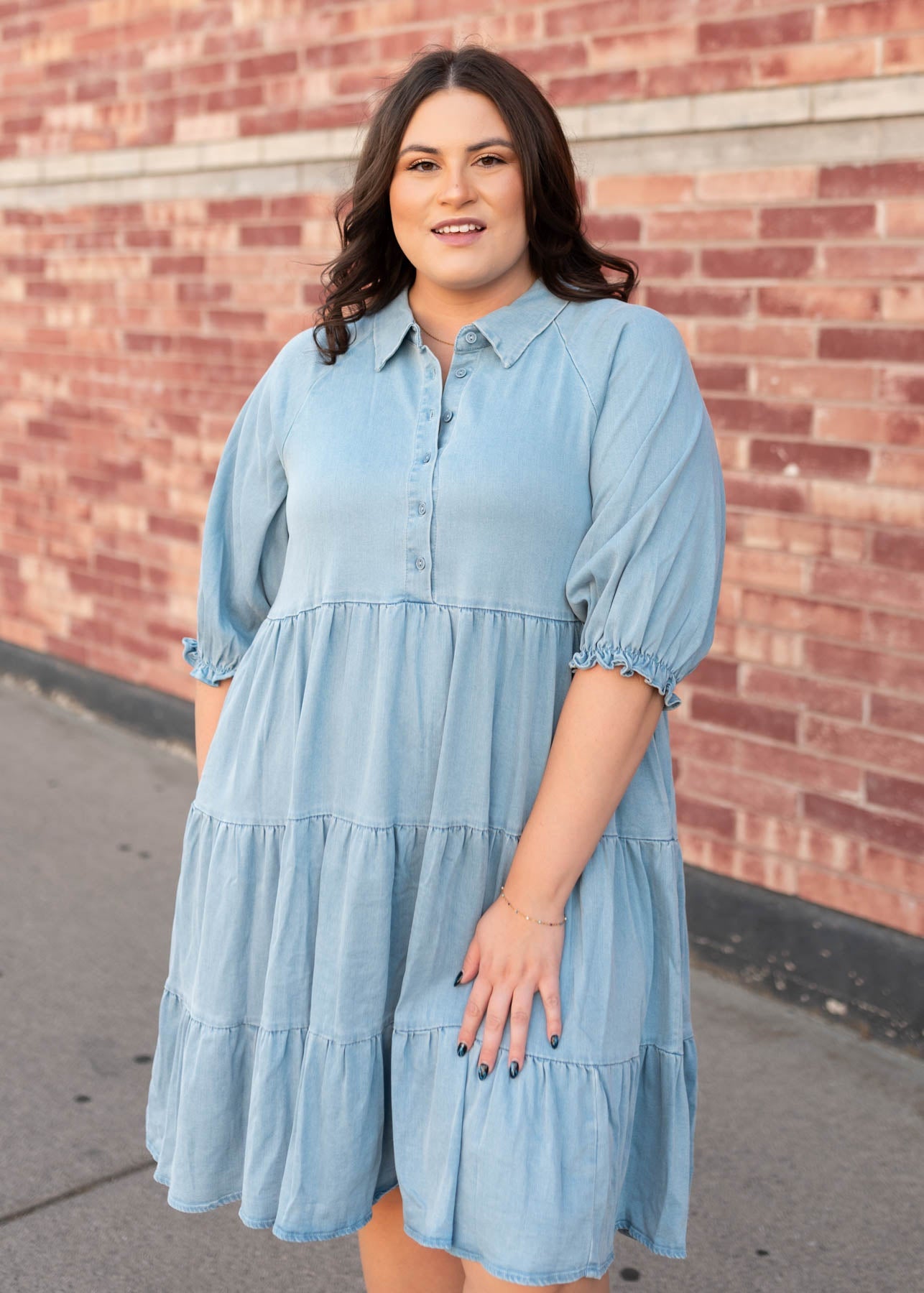 Anna Chambray Tiered Dress