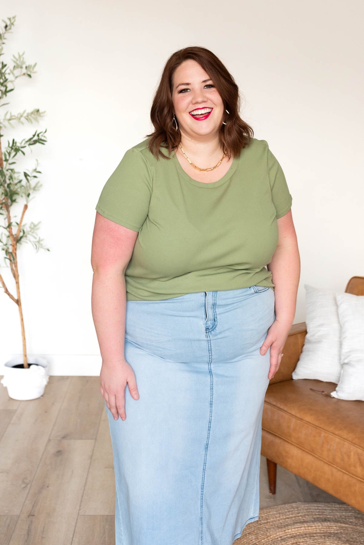 Ari Sage Ribbed Top