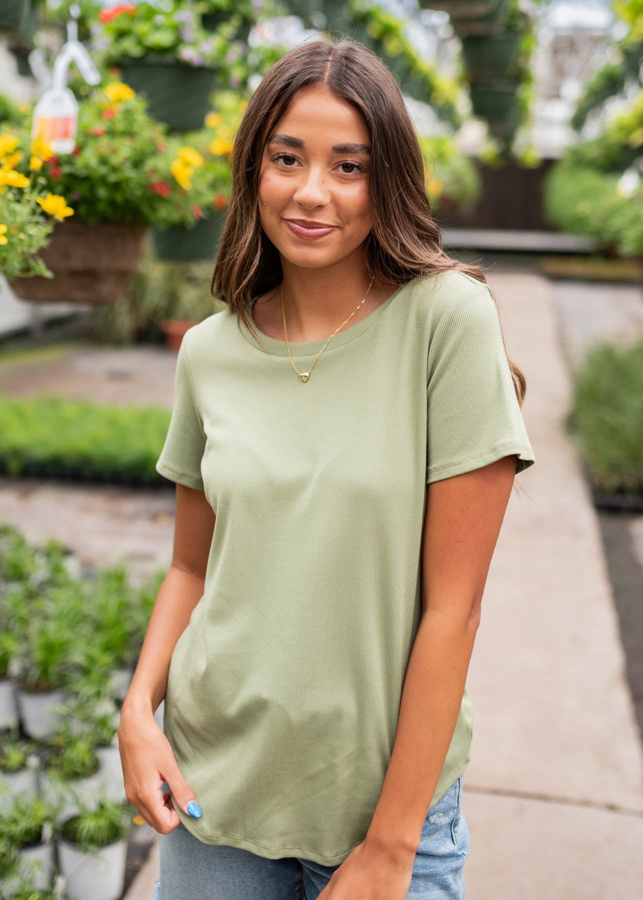 Ari Sage Ribbed Top
