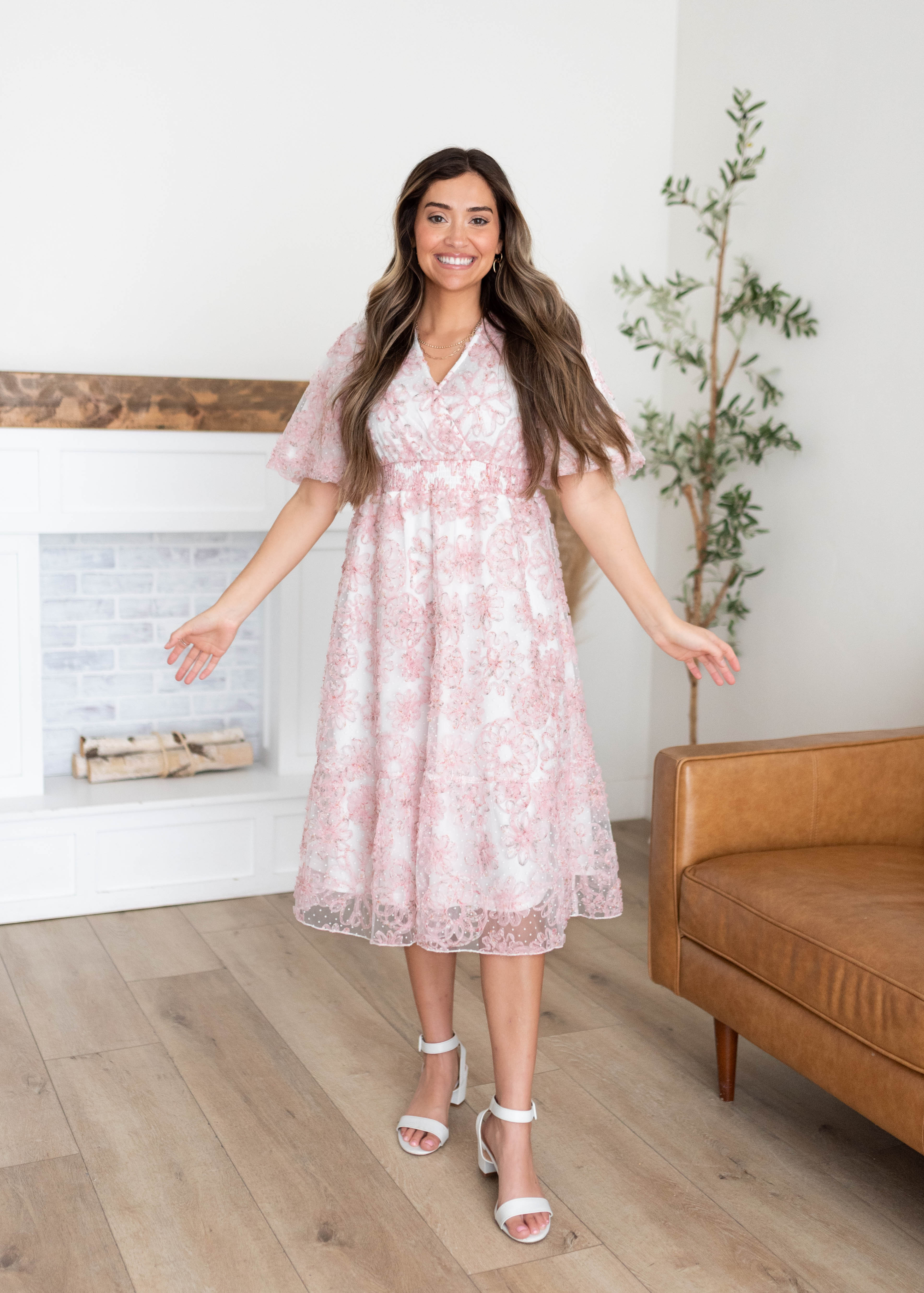 Aubree Pink Floral Dress
