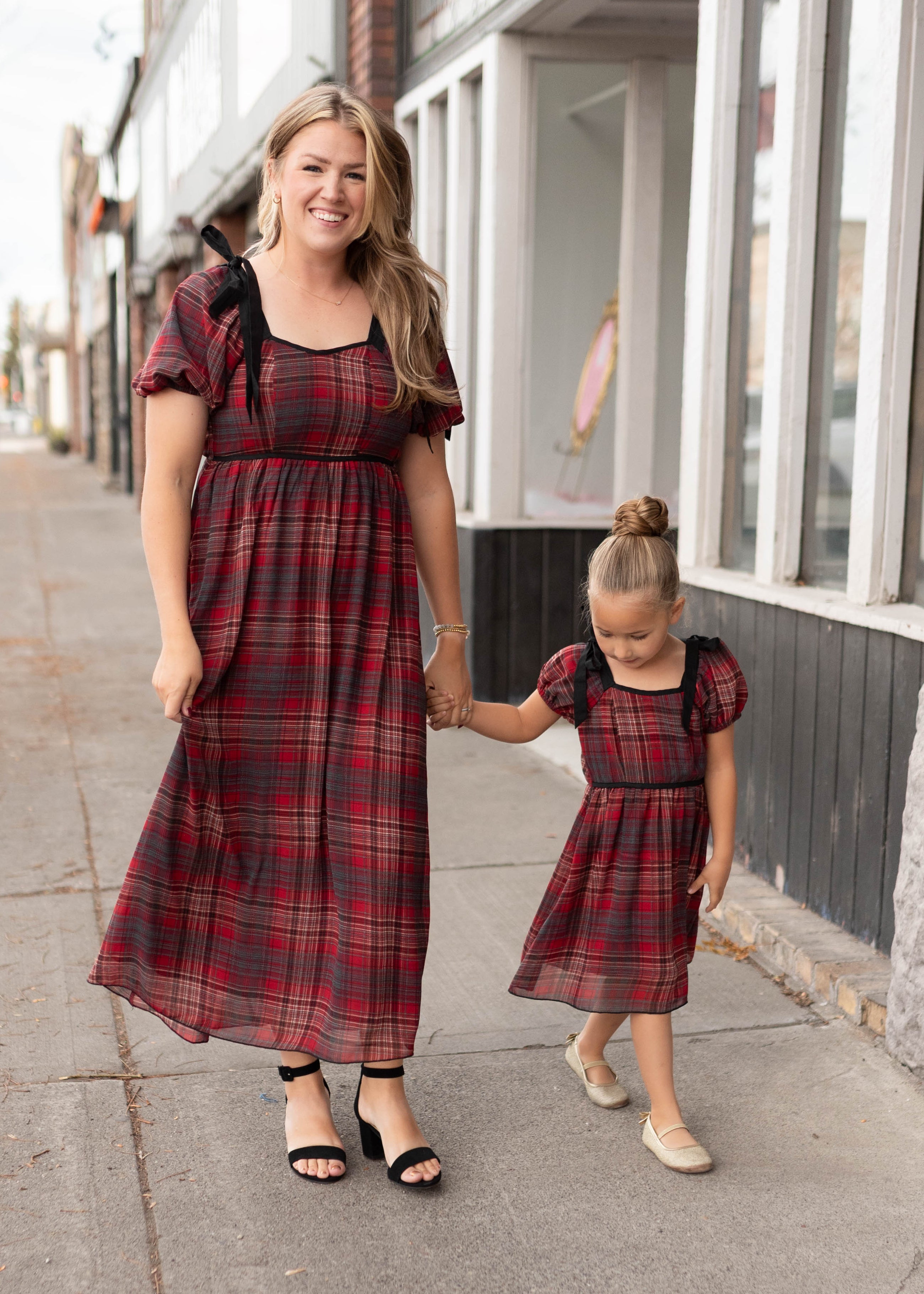 Aubrey Red Plaid Bow Little Girl Dress