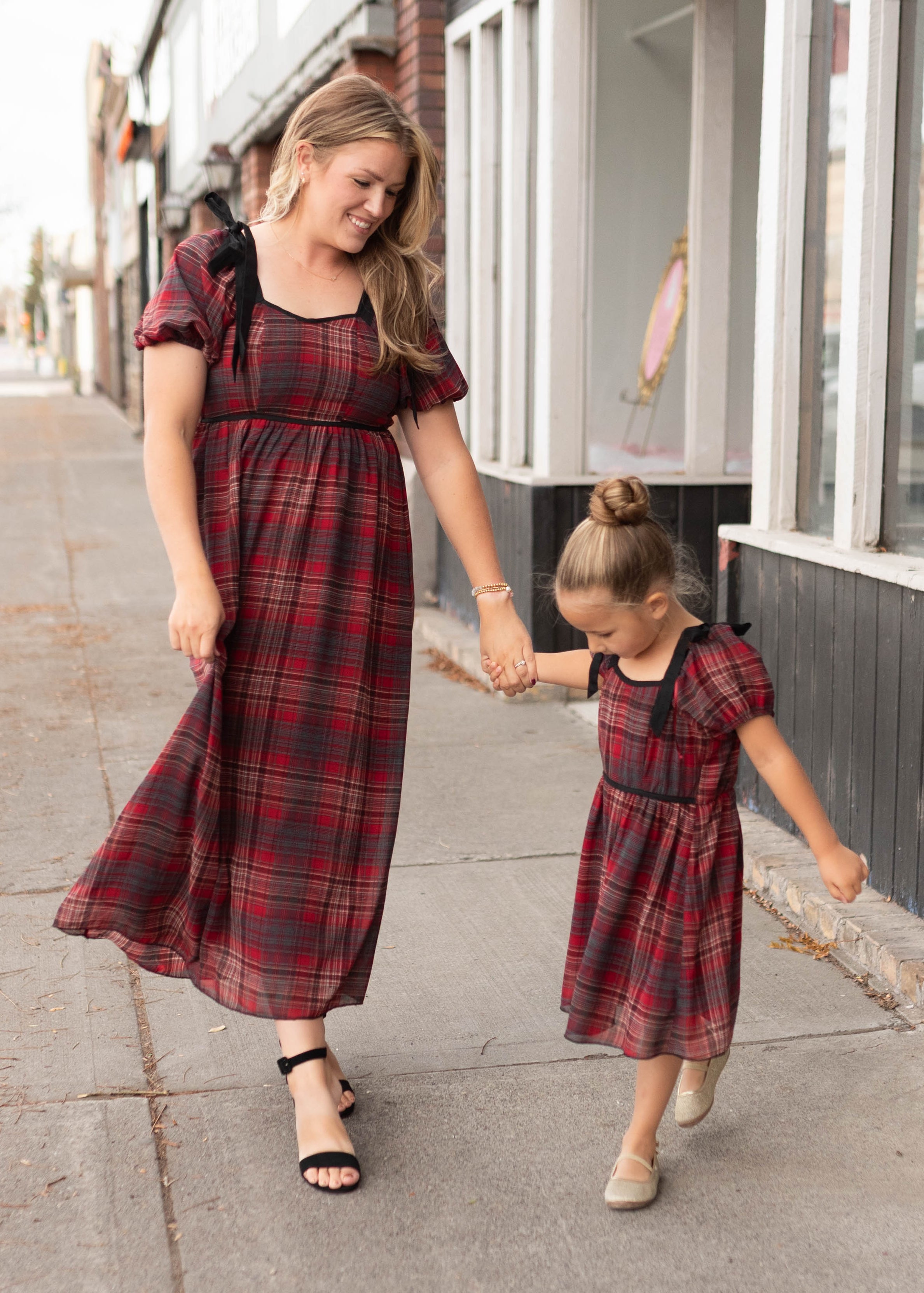 Aubrey Red Plaid Bow Little Girl Dress