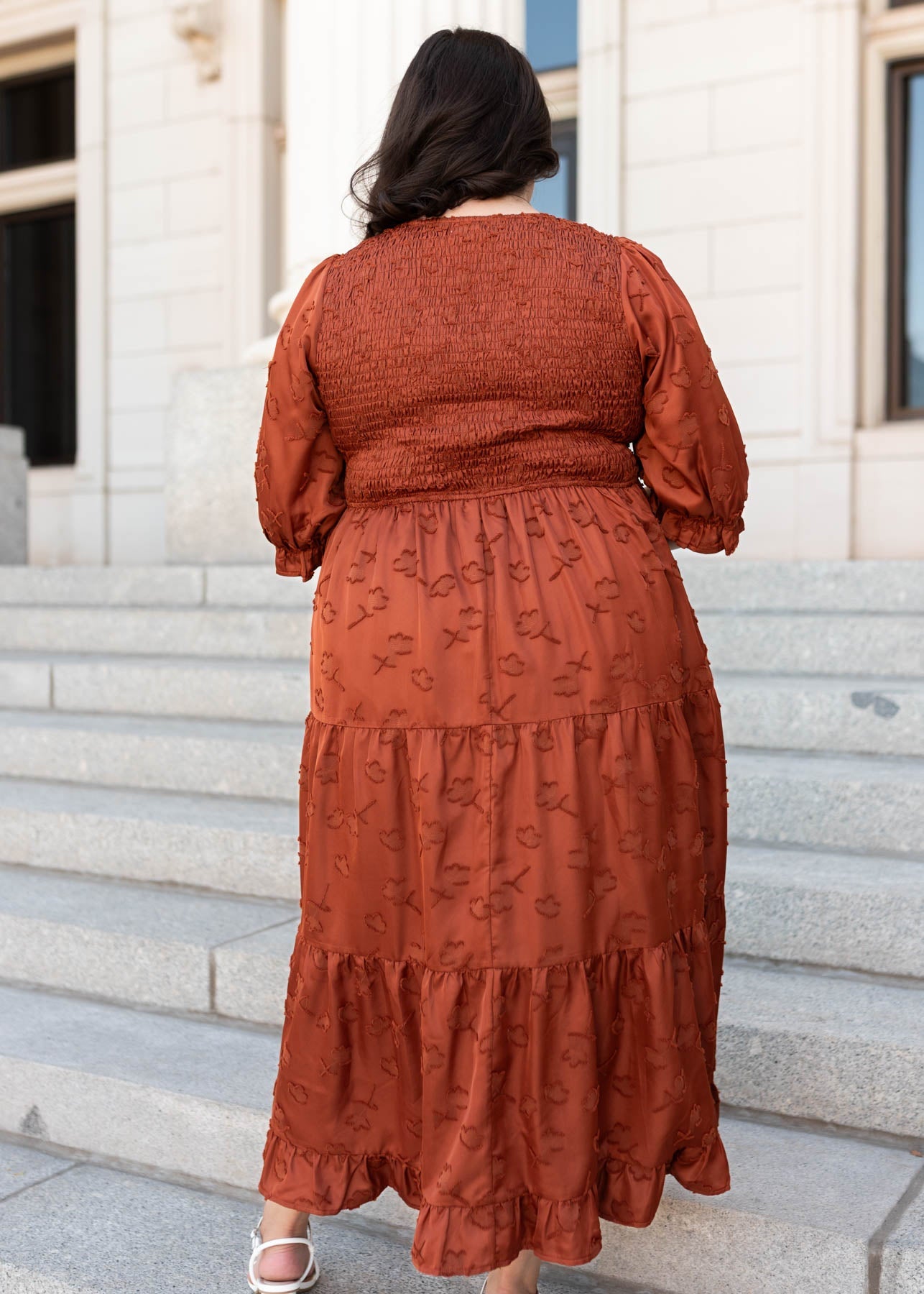 Aurelia Rust Smocked Dress