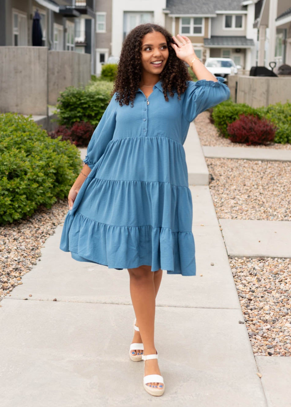 Ava Blue Tiered Dress