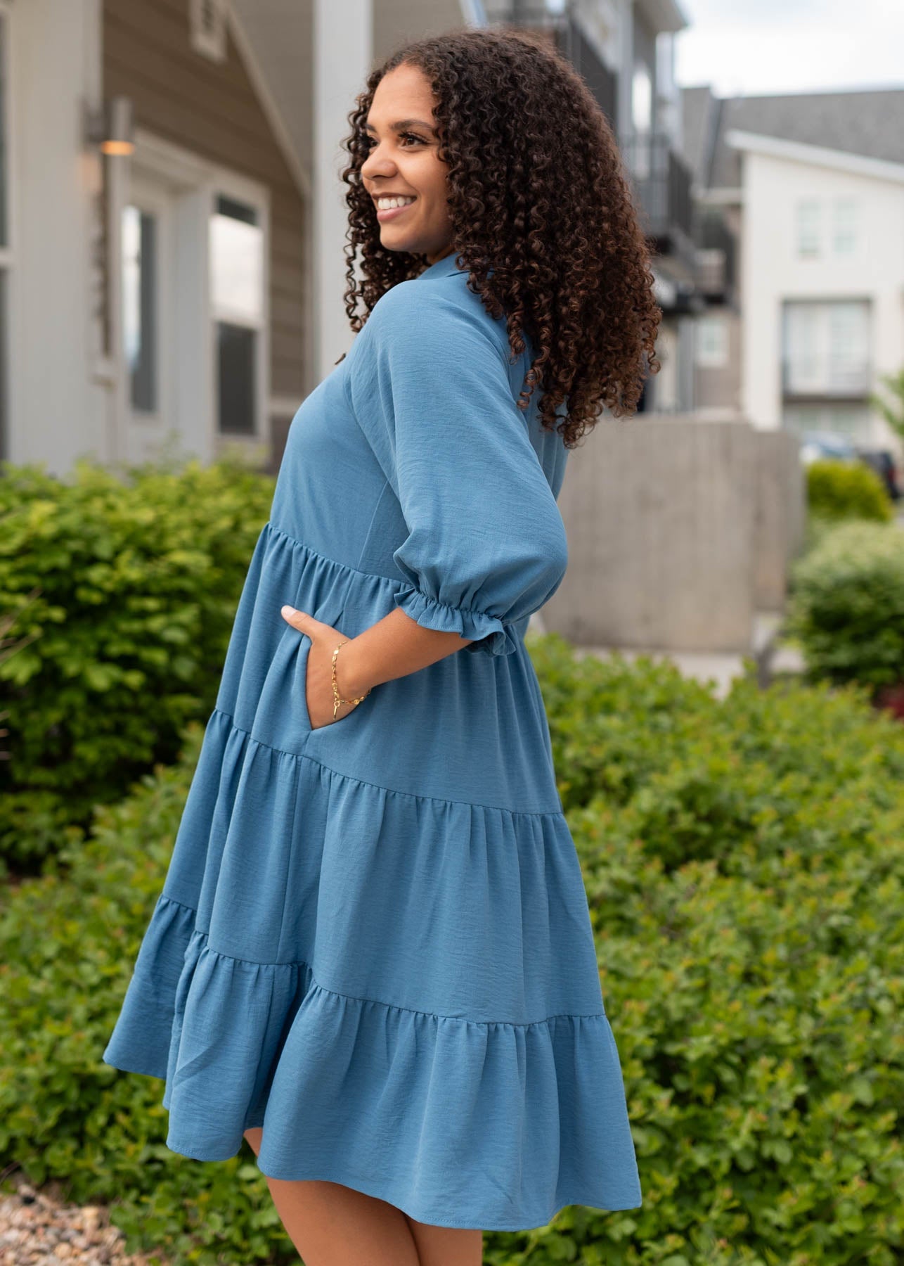 Ava Blue Tiered Dress