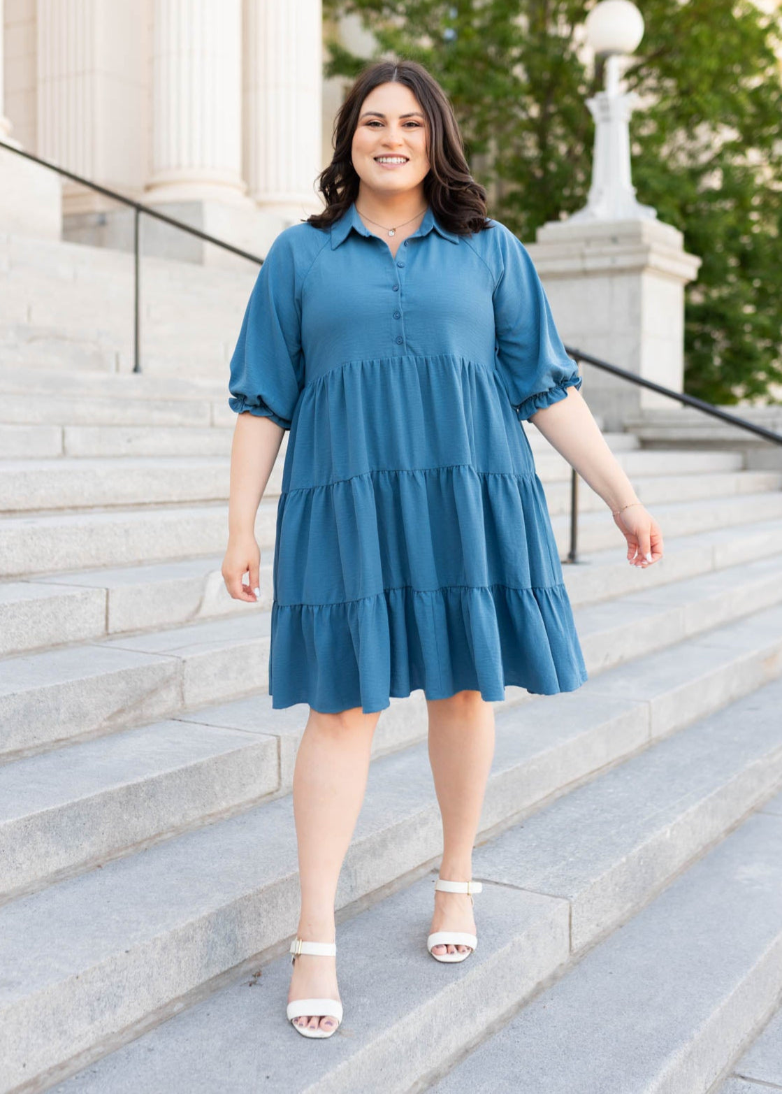 Ava Blue Tiered Dress