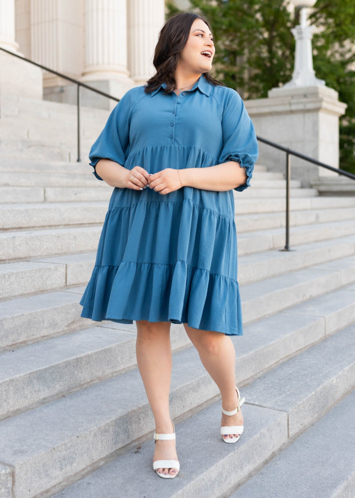 Ava Blue Tiered Dress
