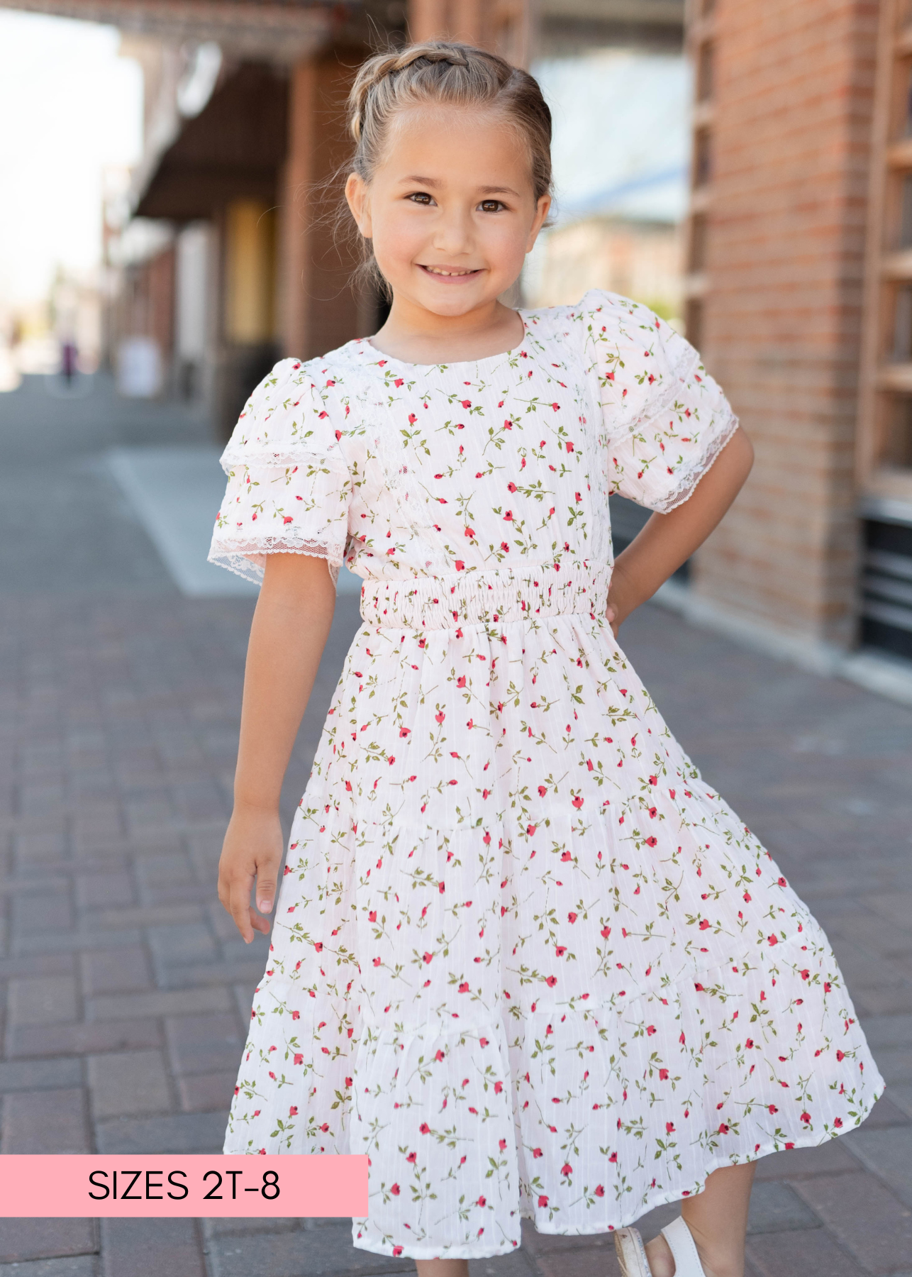 Averie Pink Floral Little Girl Dress