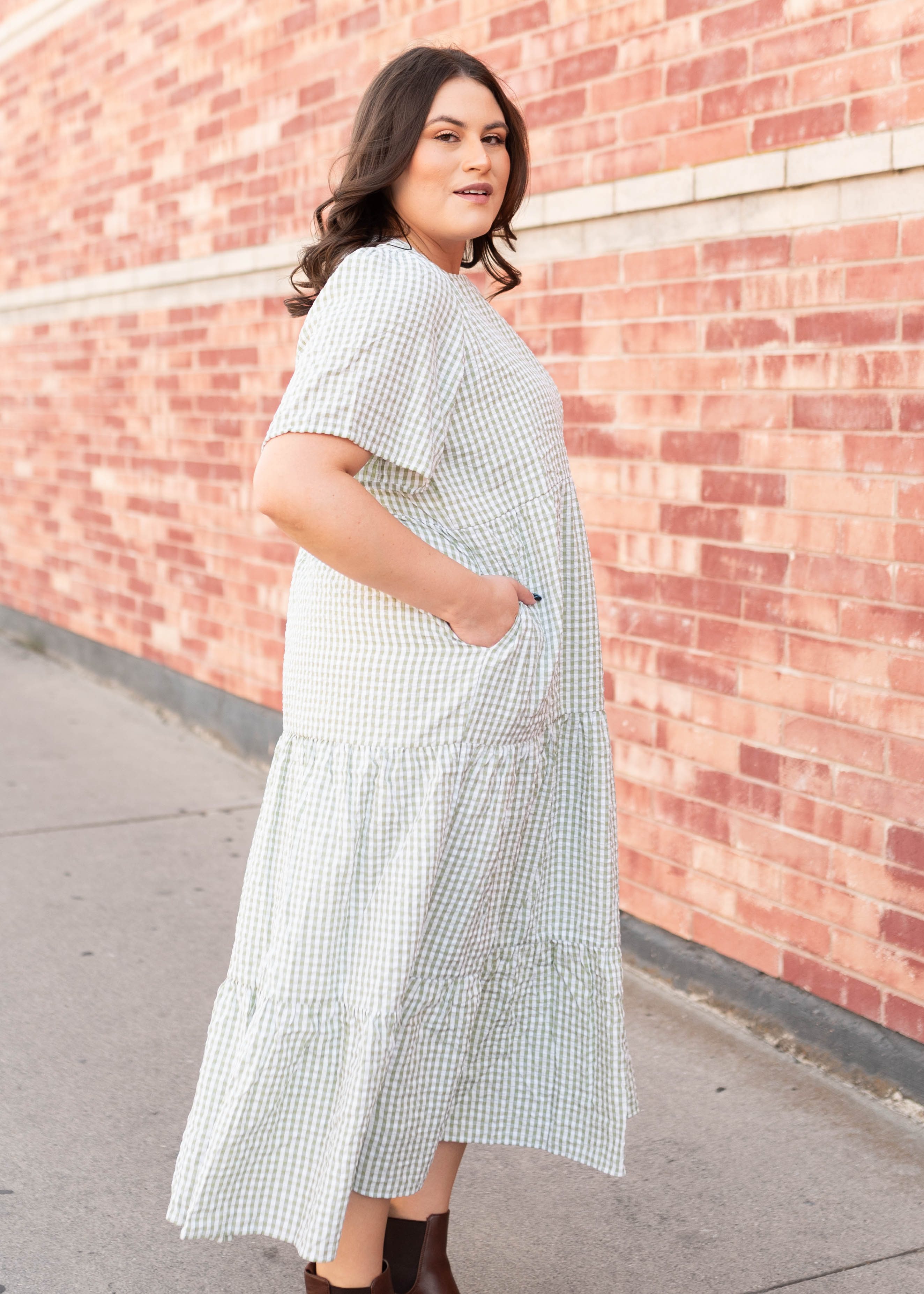 Blair Sage Gingham Dress
