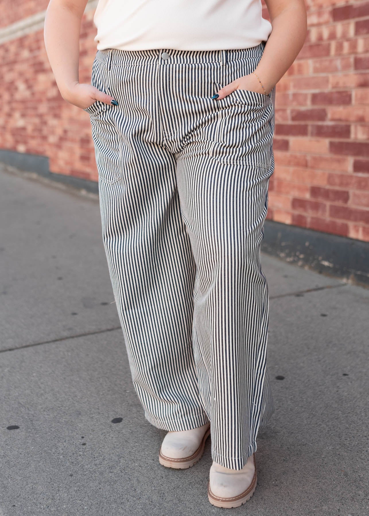 Camille Navy Pinstripe Pants