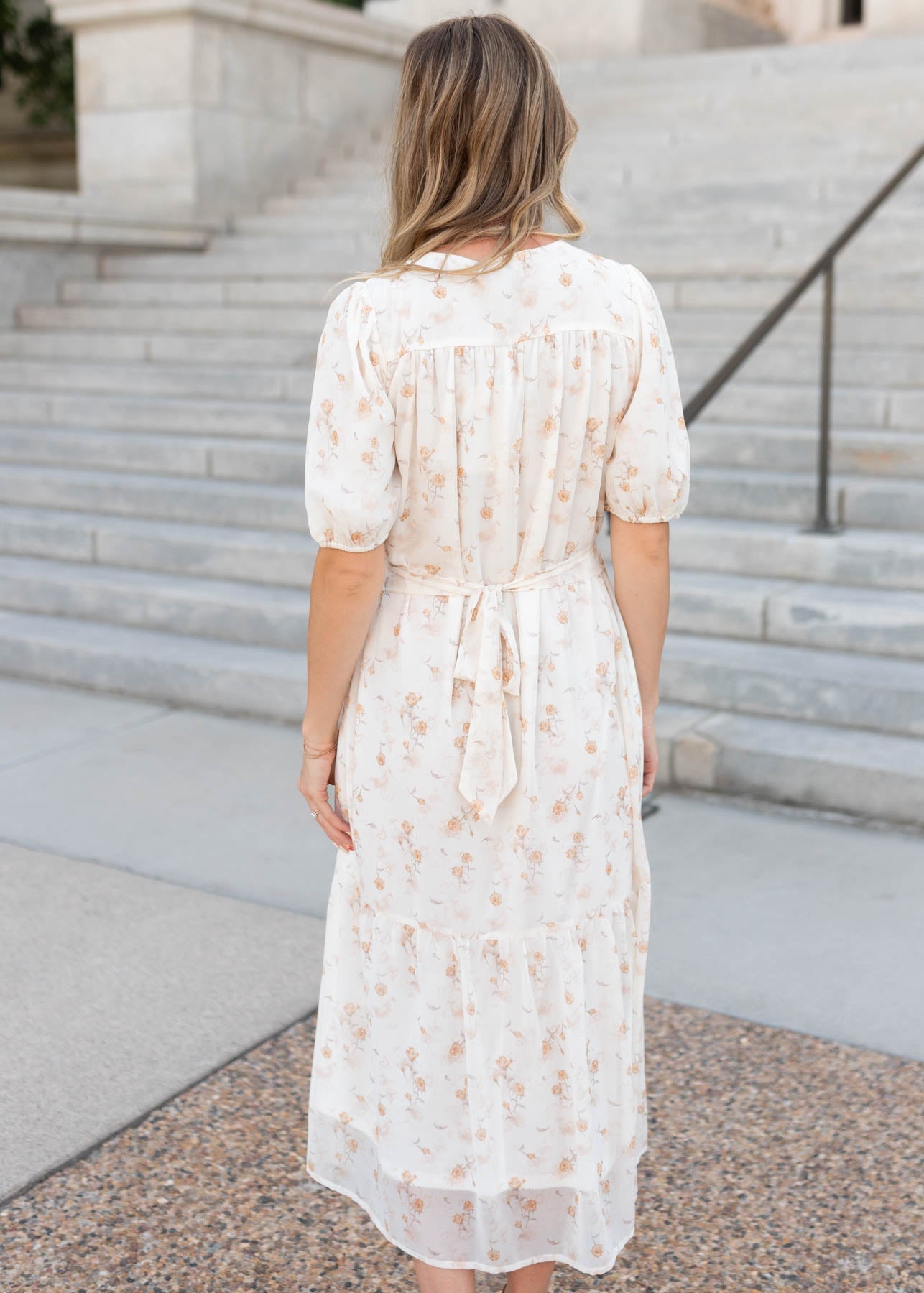 Cari Cream Floral Smocked Dress
