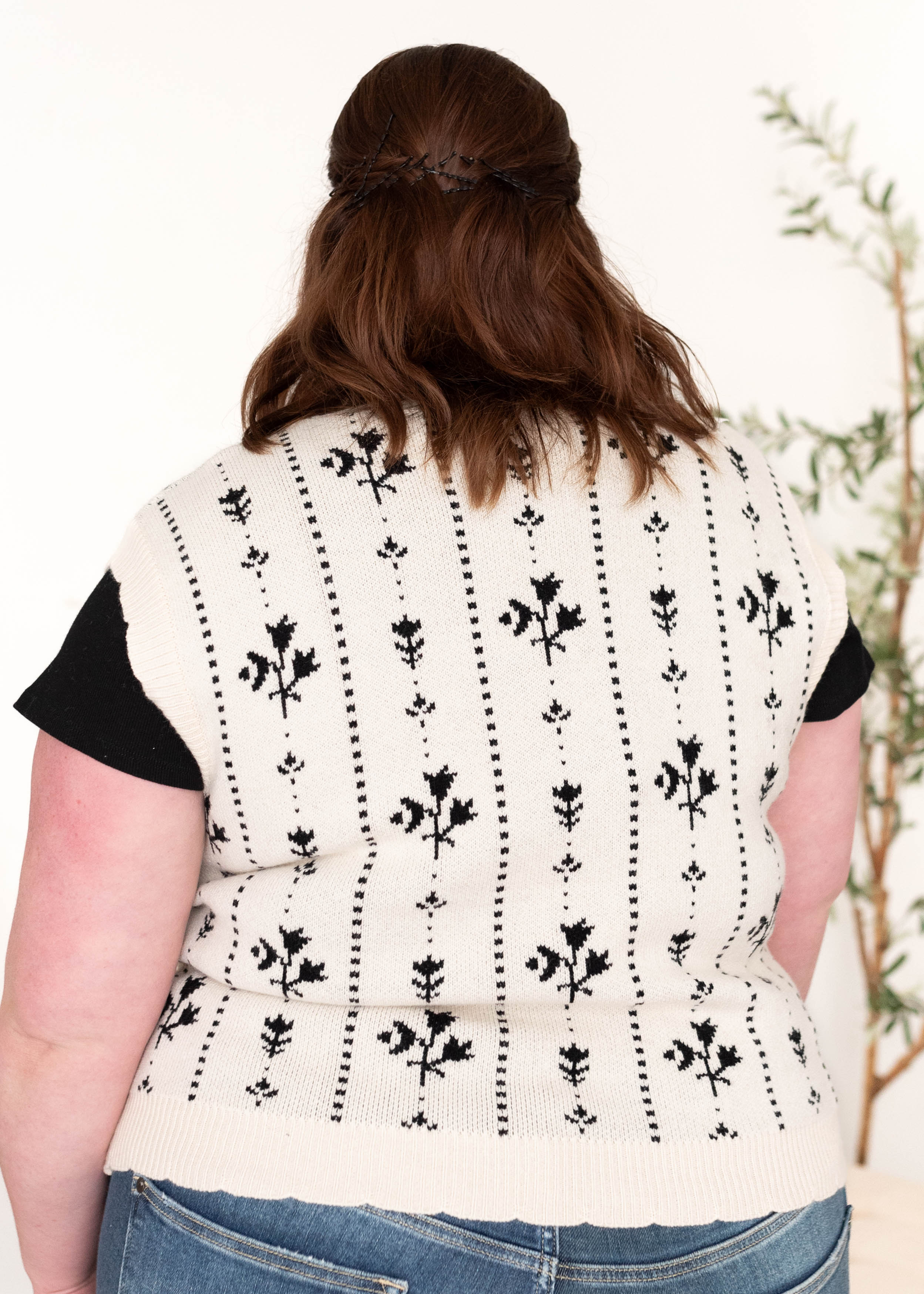 Carolyn Black Floral Sweater Vest