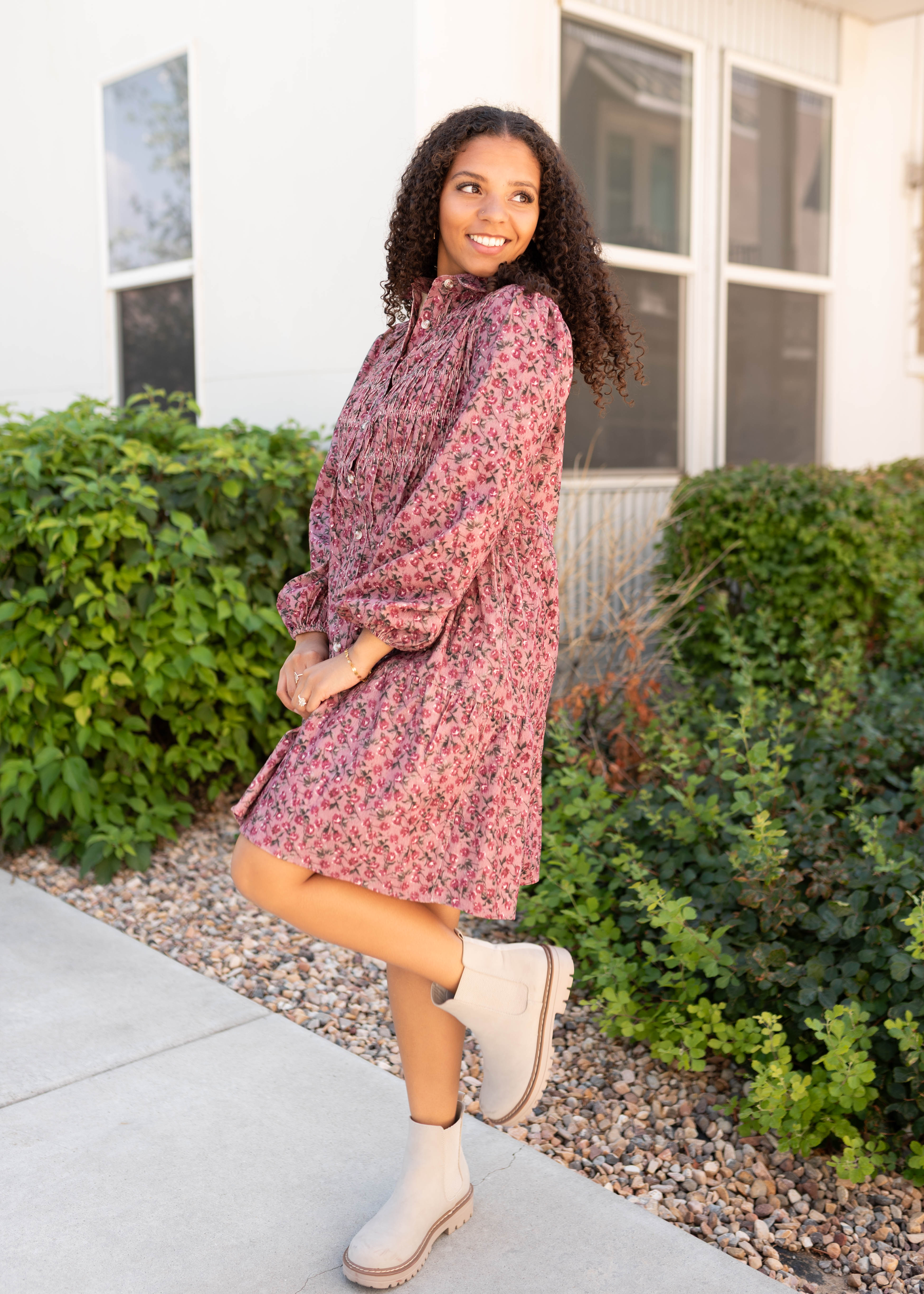 Catrina Pink Floral Dress