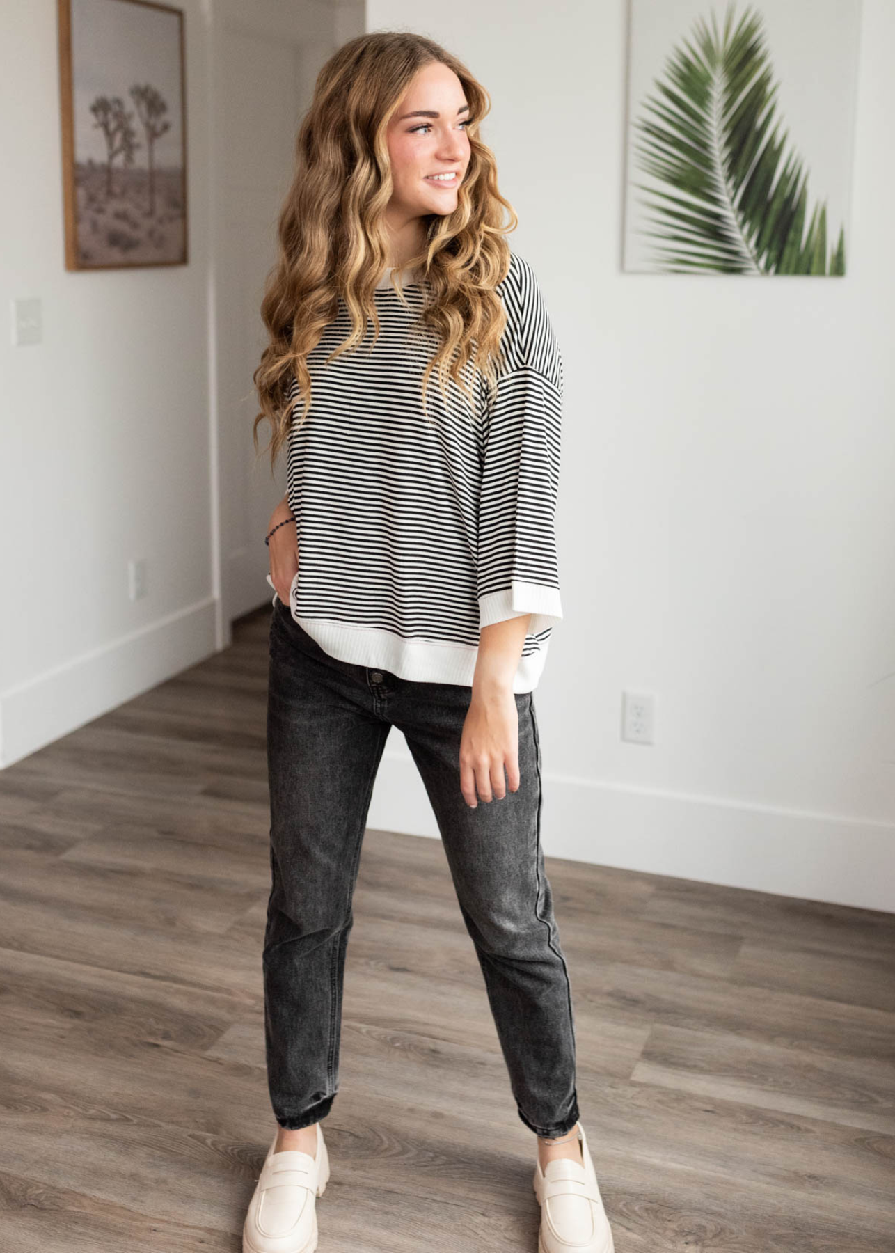 Charlee Black Stripe Top