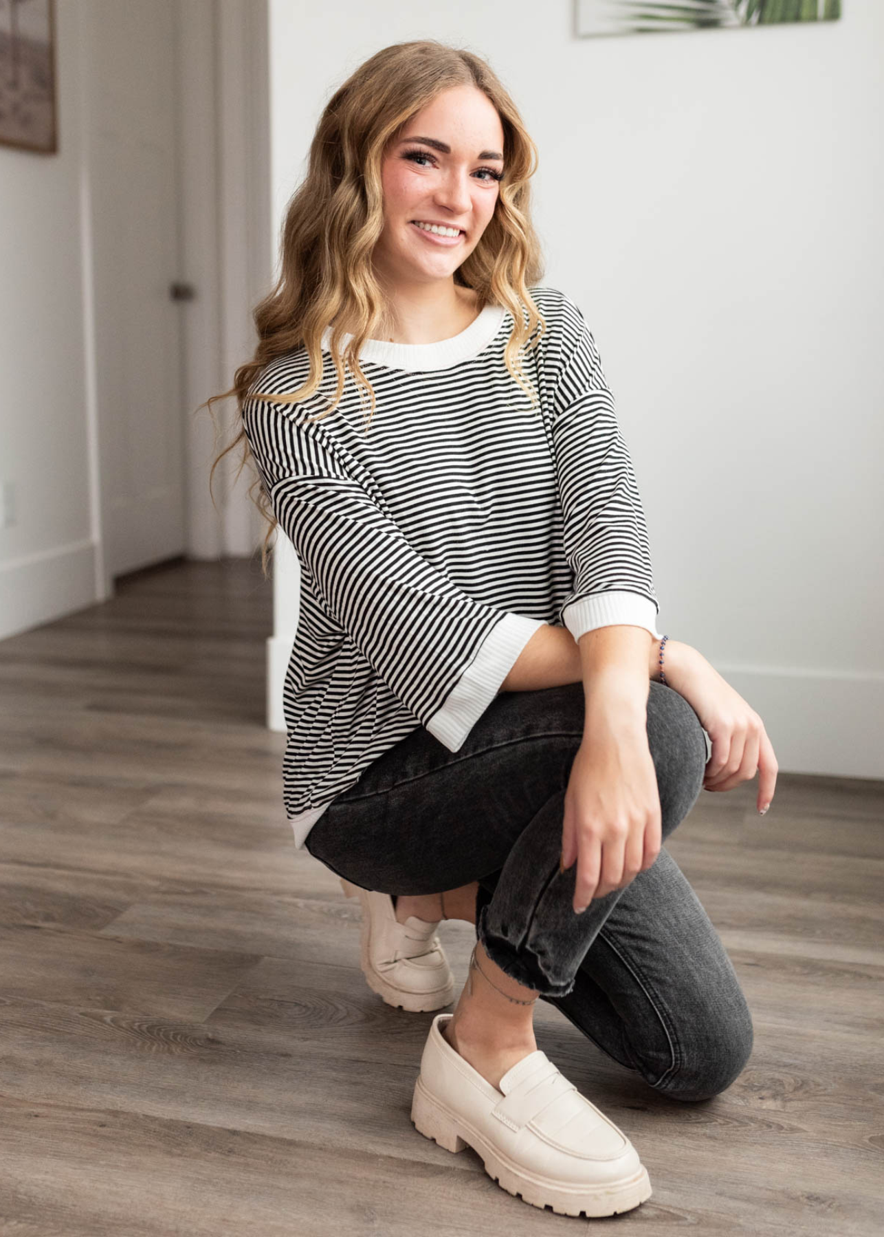 Charlee Black Stripe Top