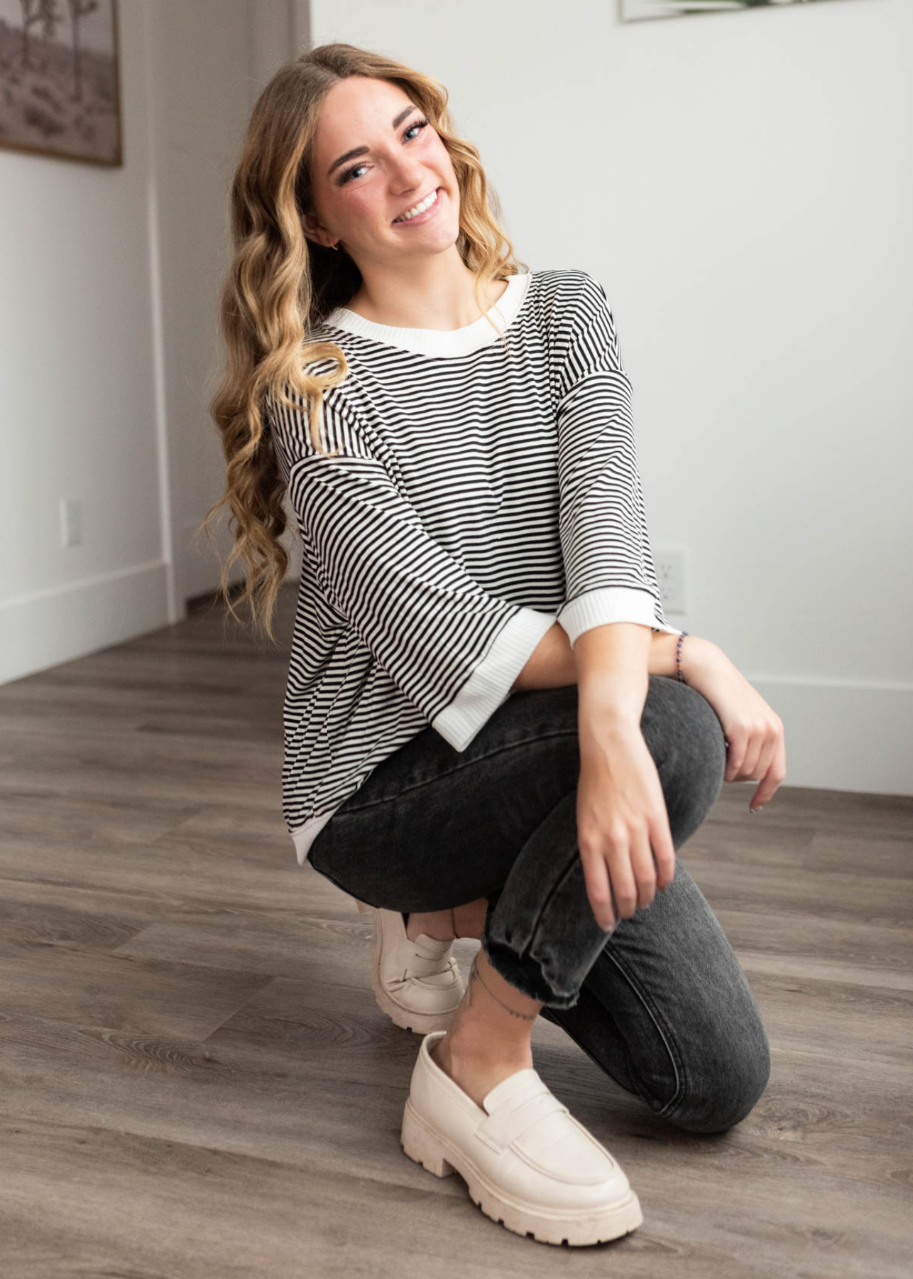 Charlee Black Stripe Top