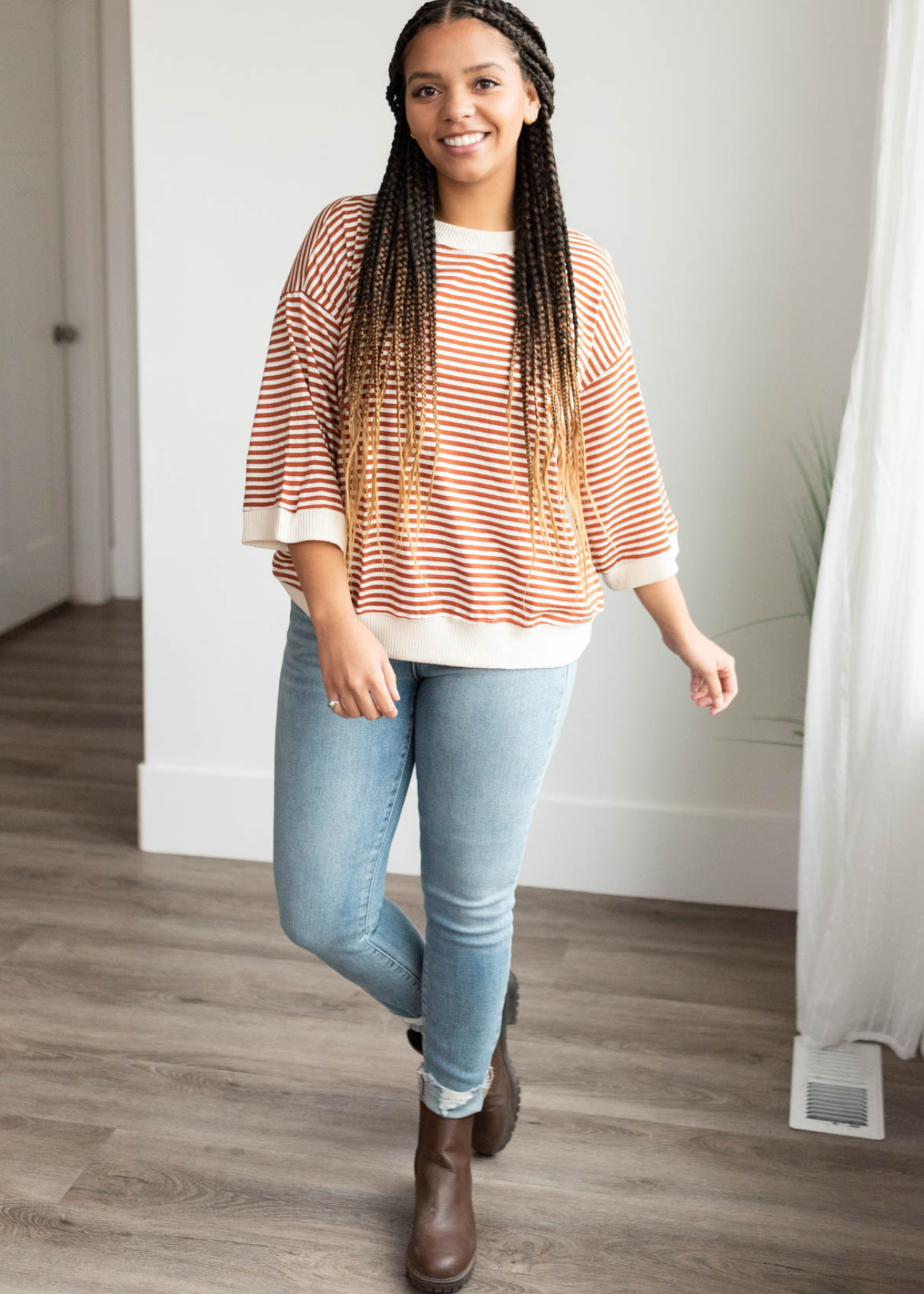 Charlee Rust Stripe Top