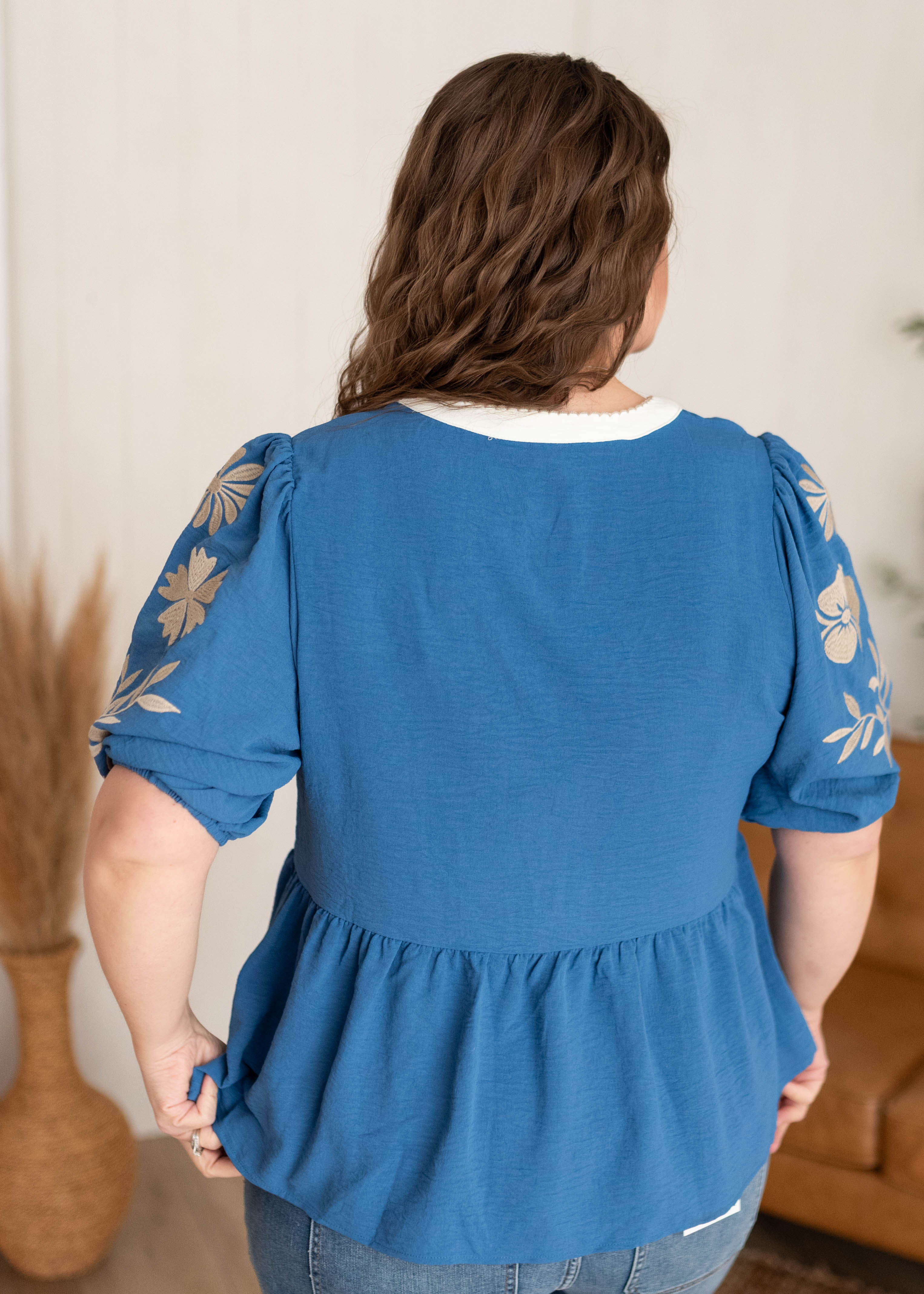 Charli Blue Embroidered Blouse