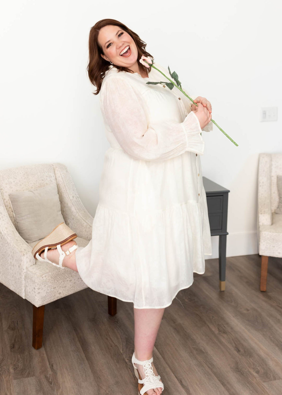Christina Ivory Button Down Dress