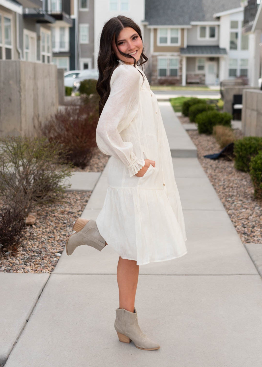 Christina Ivory Button Down Dress