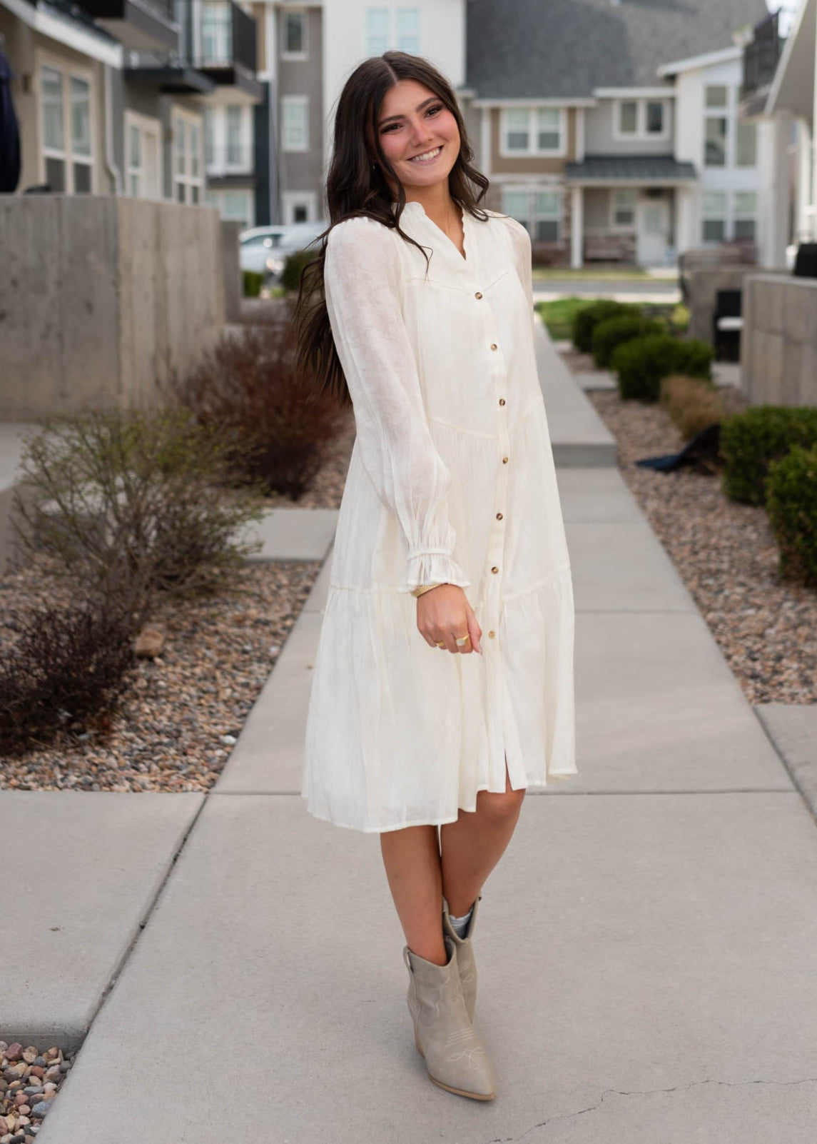 Christina Ivory Button Down Dress