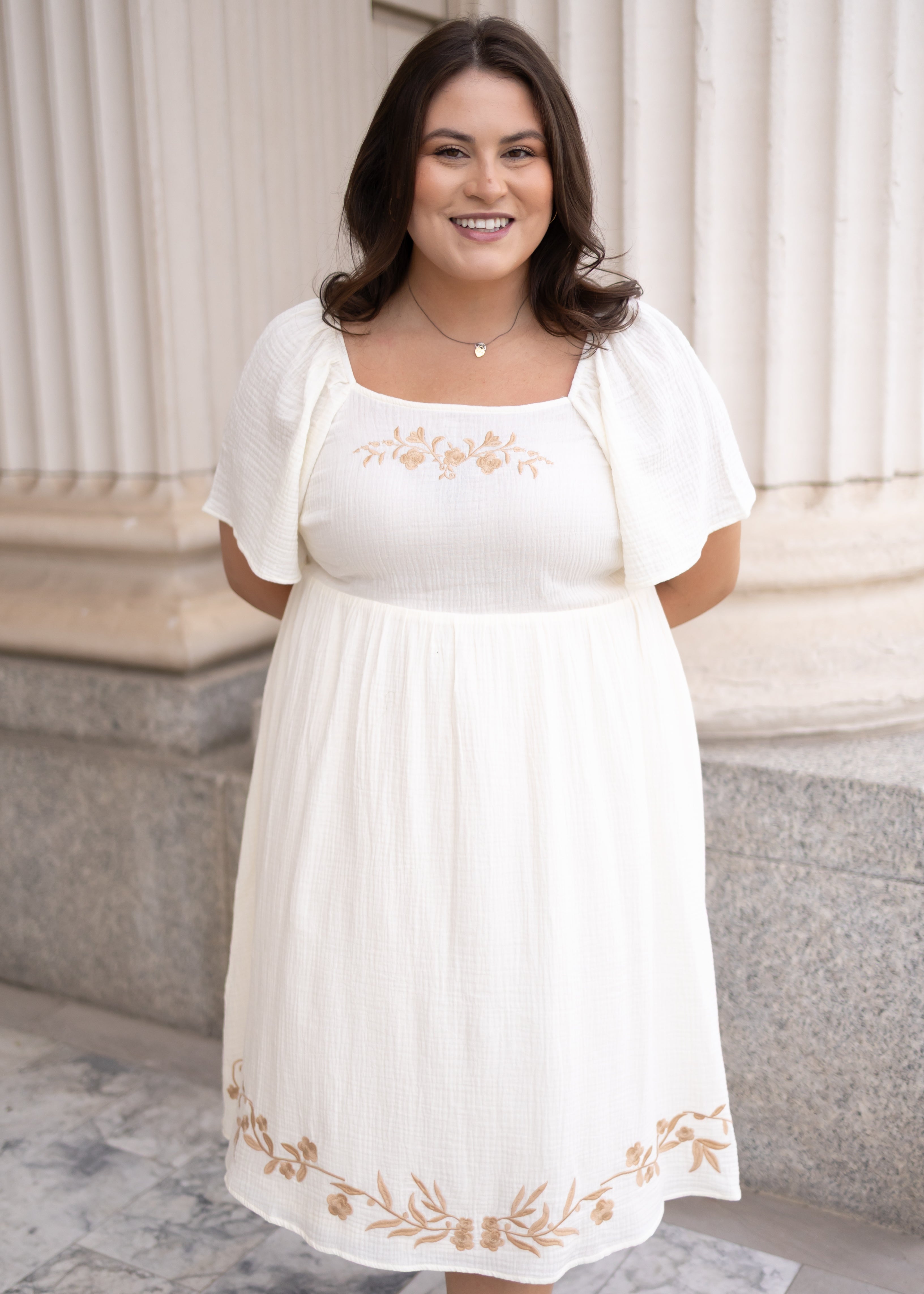 Clarisse Ivory Embroidered Dress