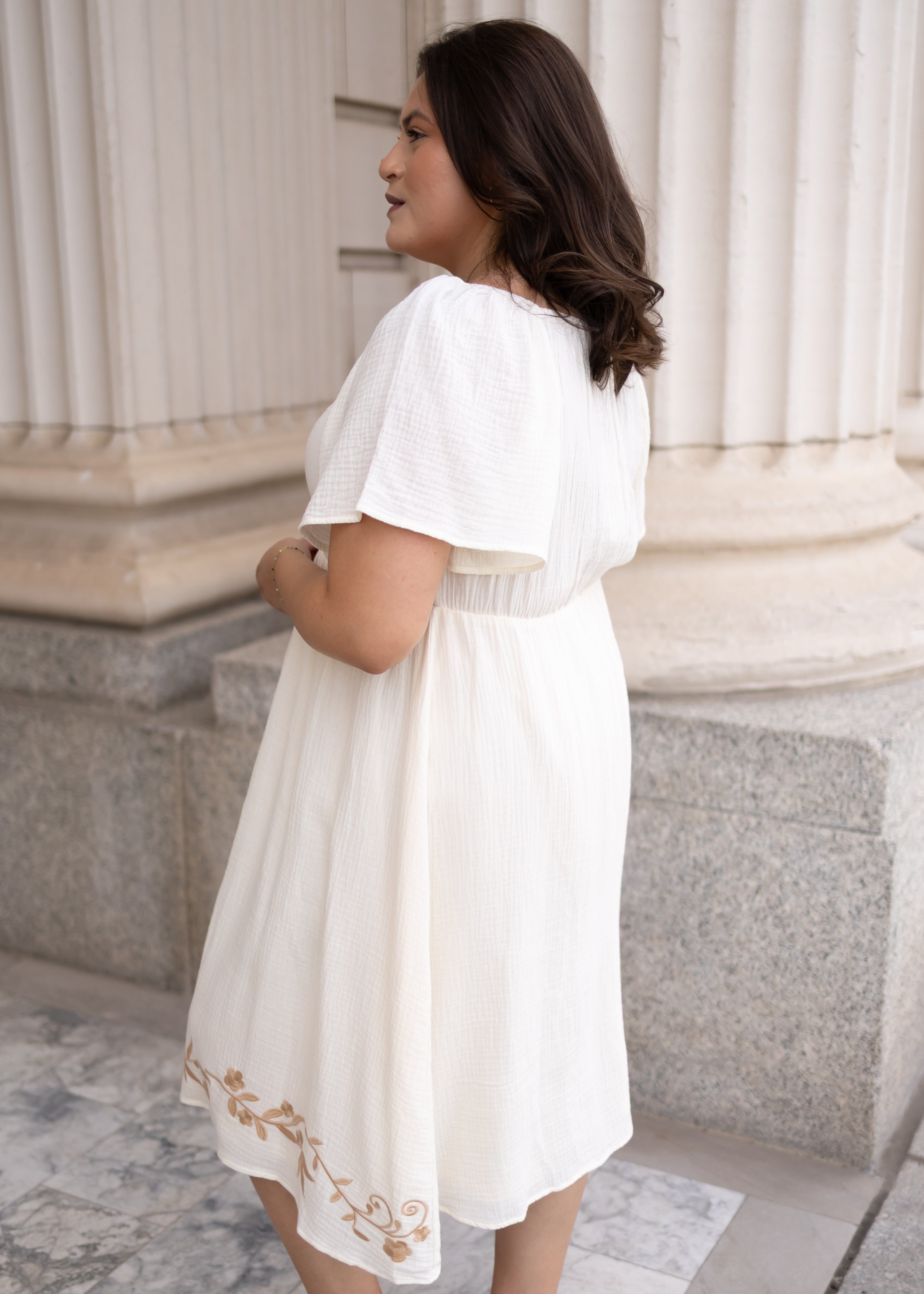 Clarisse Ivory Embroidered Dress