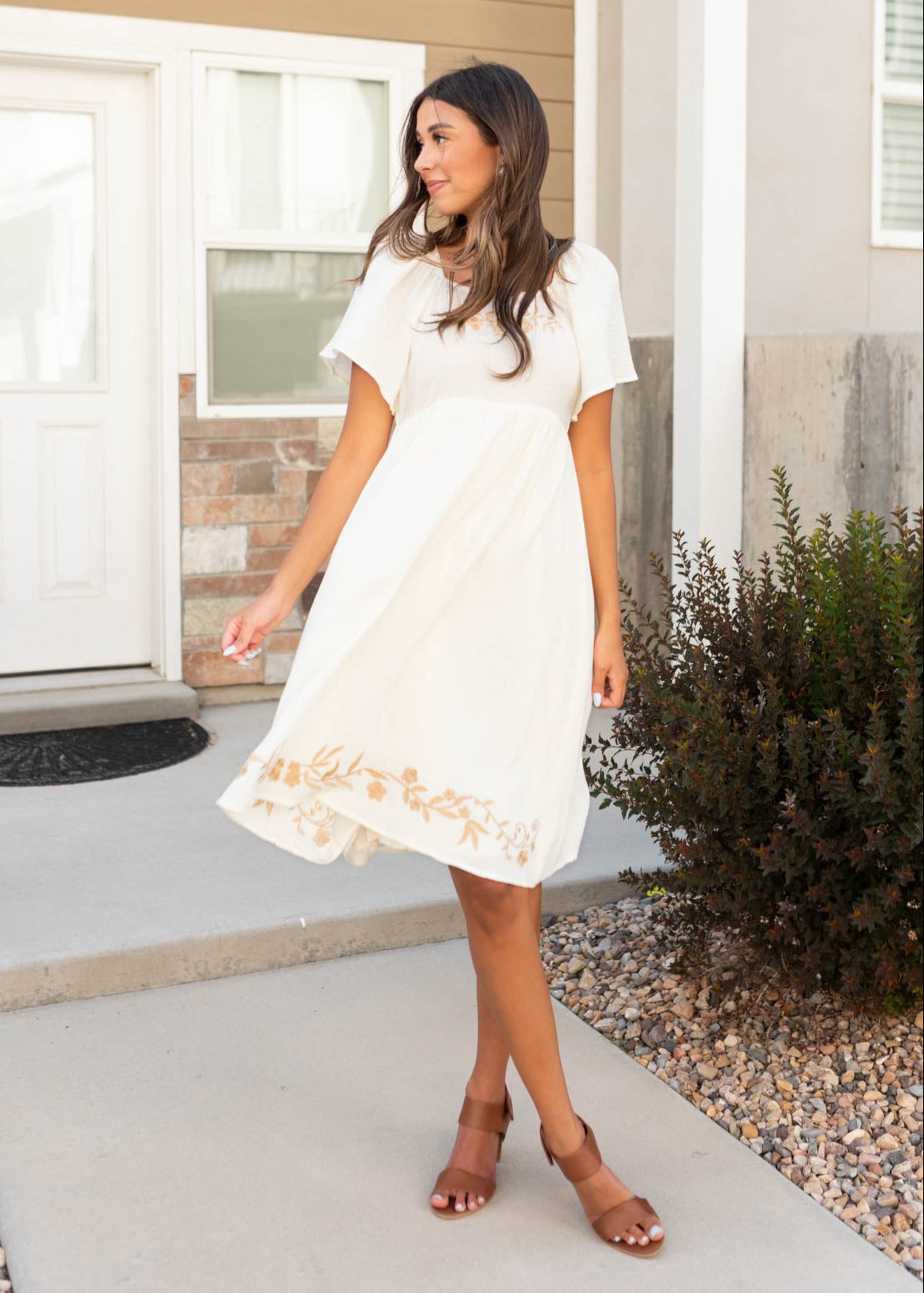 Clarisse Ivory Embroidered Dress