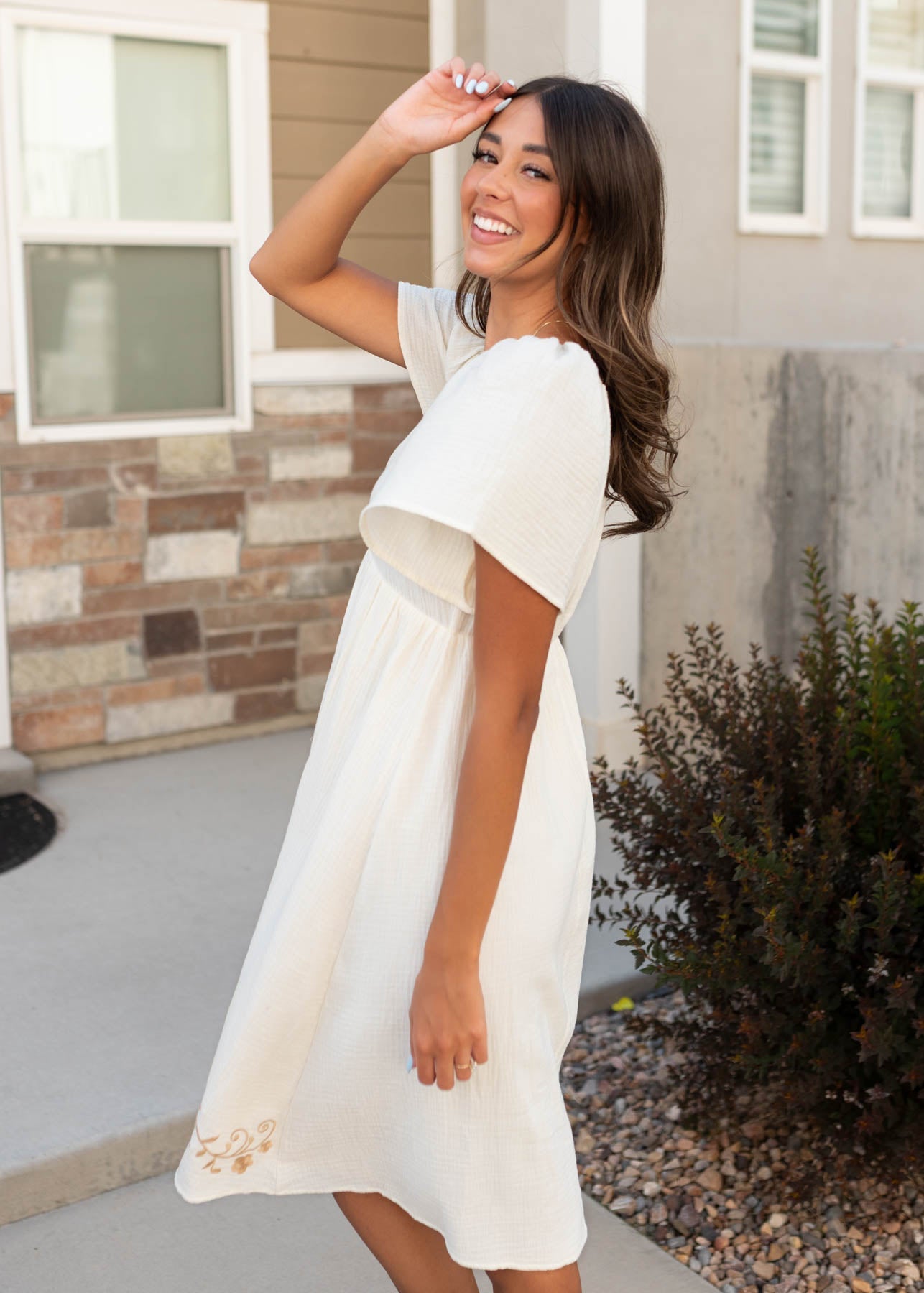 Clarisse Ivory Embroidered Dress