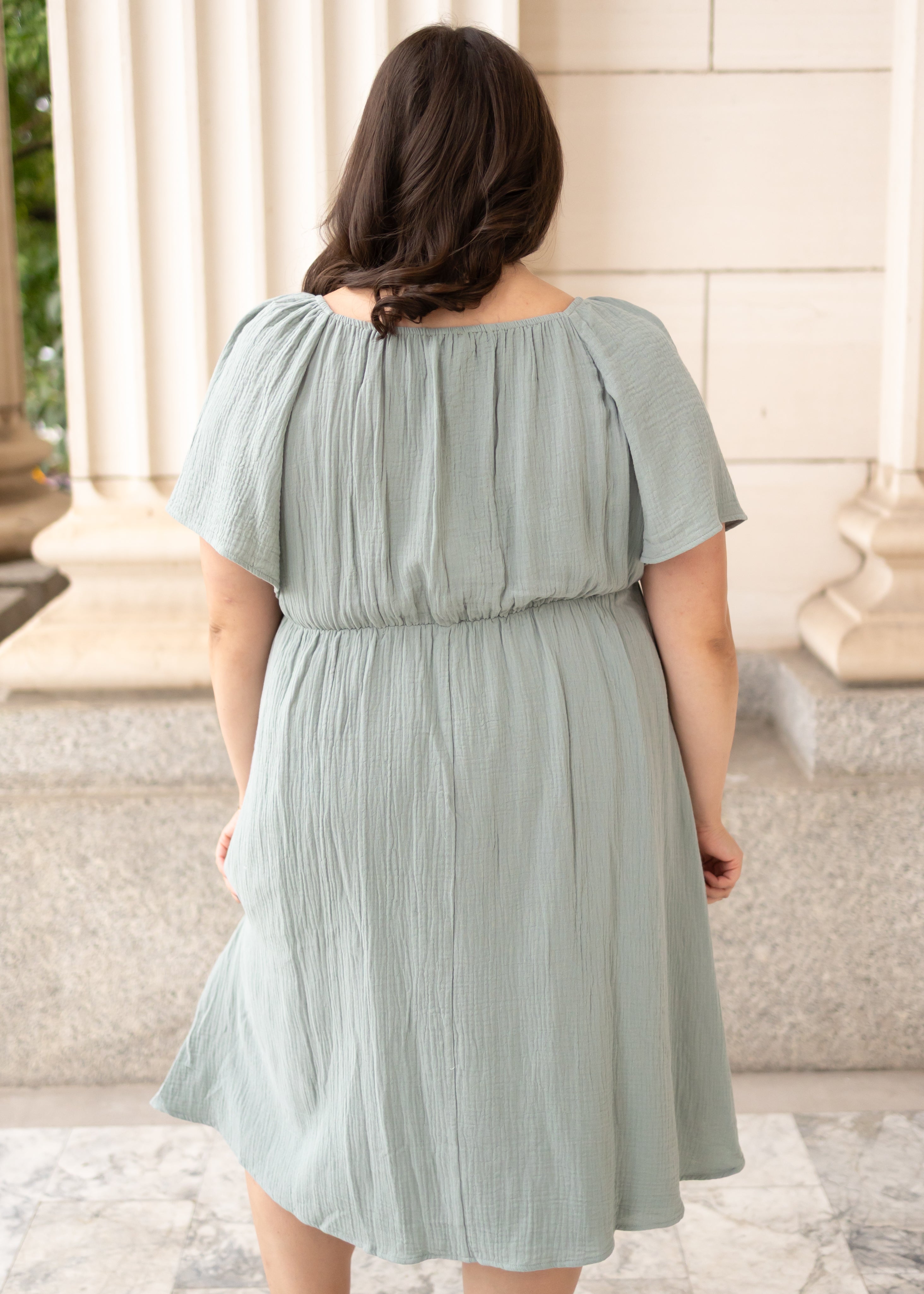 Clarisse Light Sage Embroidered Dress