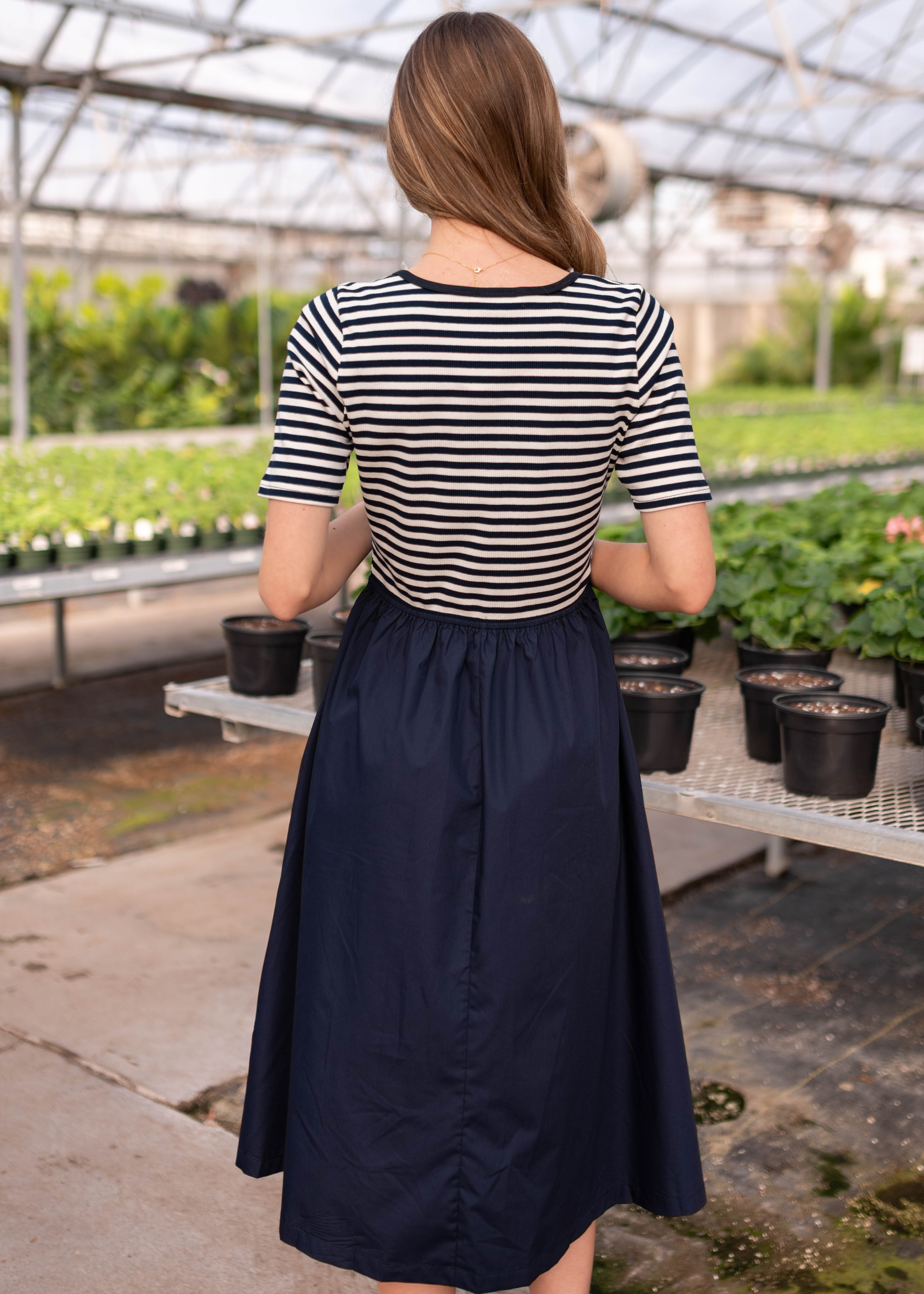 Colette Navy Striped Dress